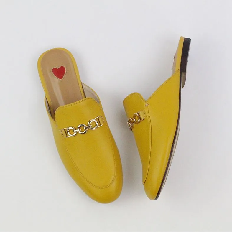 2023 Genuine Leather Summer Shoes Slip On Large Size Embroidery Flat With Slingback Outside Slippers