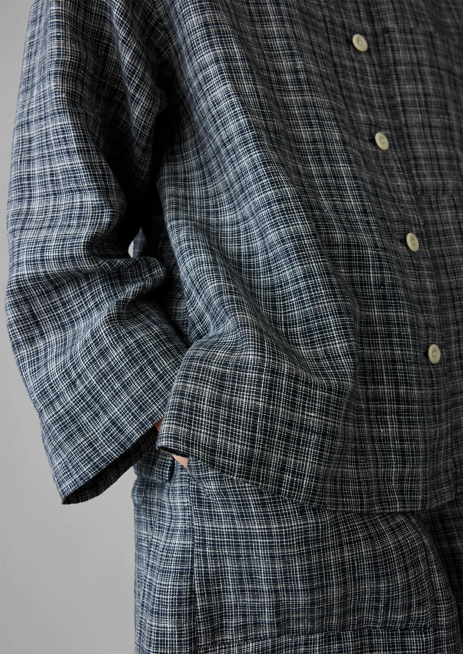 Mens Charcoal Check Linen Shirt - Stylish and Breathable Summer Fashion