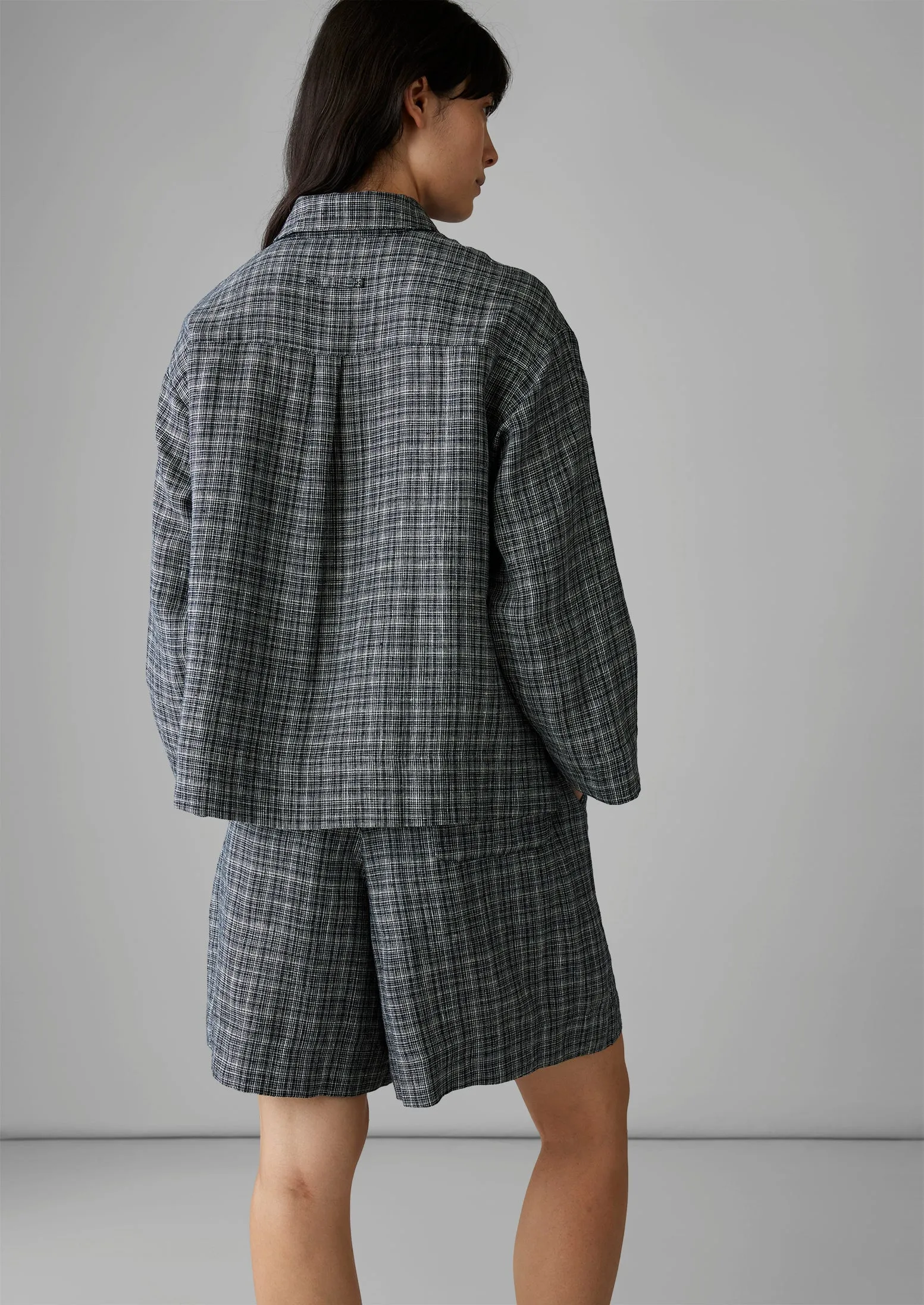 Mens Charcoal Check Linen Shirt - Stylish and Breathable Summer Fashion