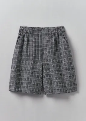 Asawa Check Linen Shorts | Charcoal