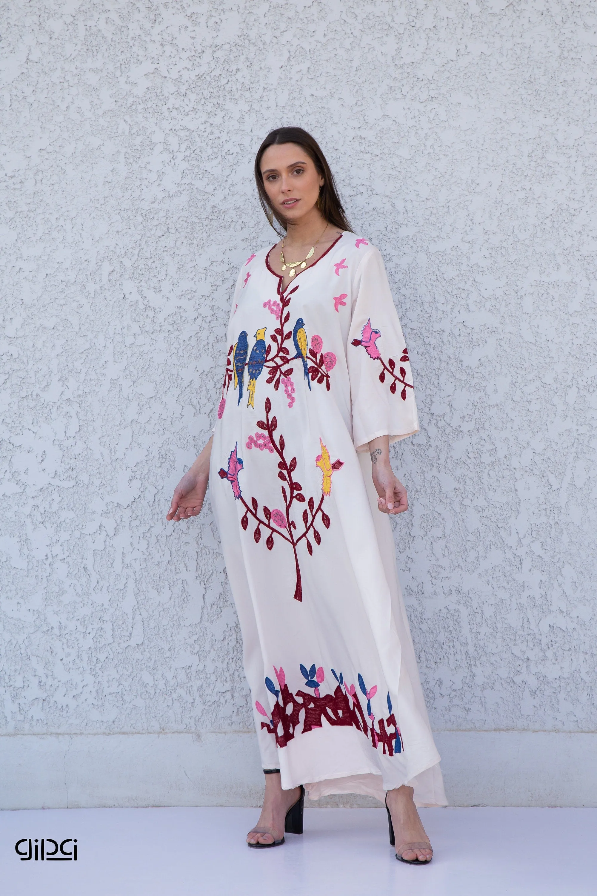 Beautiful Off white embroidered cotton caftan dress, caftans for women, summer kaftan, Chic embroidered caftan, High quality Egyptian cotton