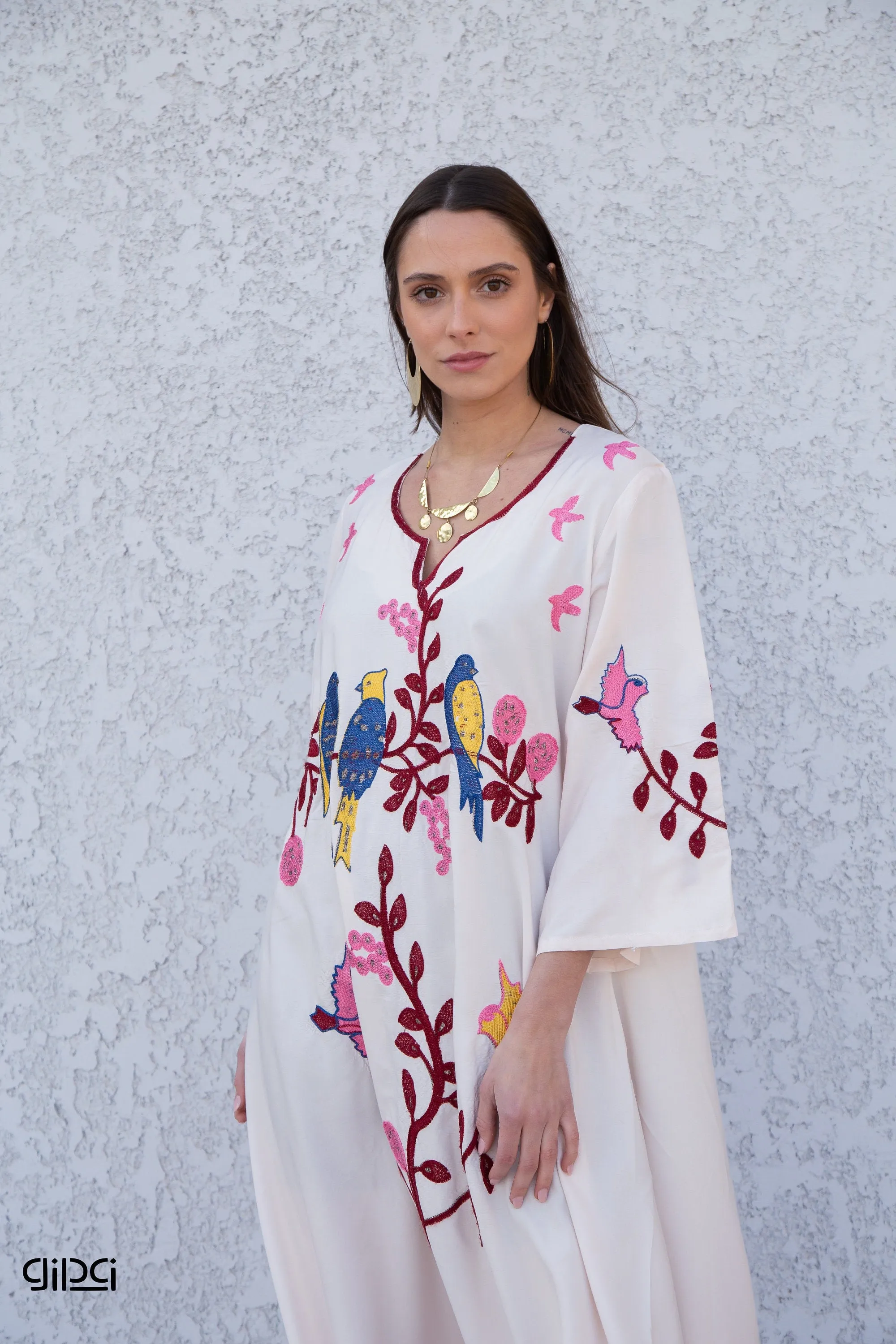 Beautiful Off white embroidered cotton caftan dress, caftans for women, summer kaftan, Chic embroidered caftan, High quality Egyptian cotton