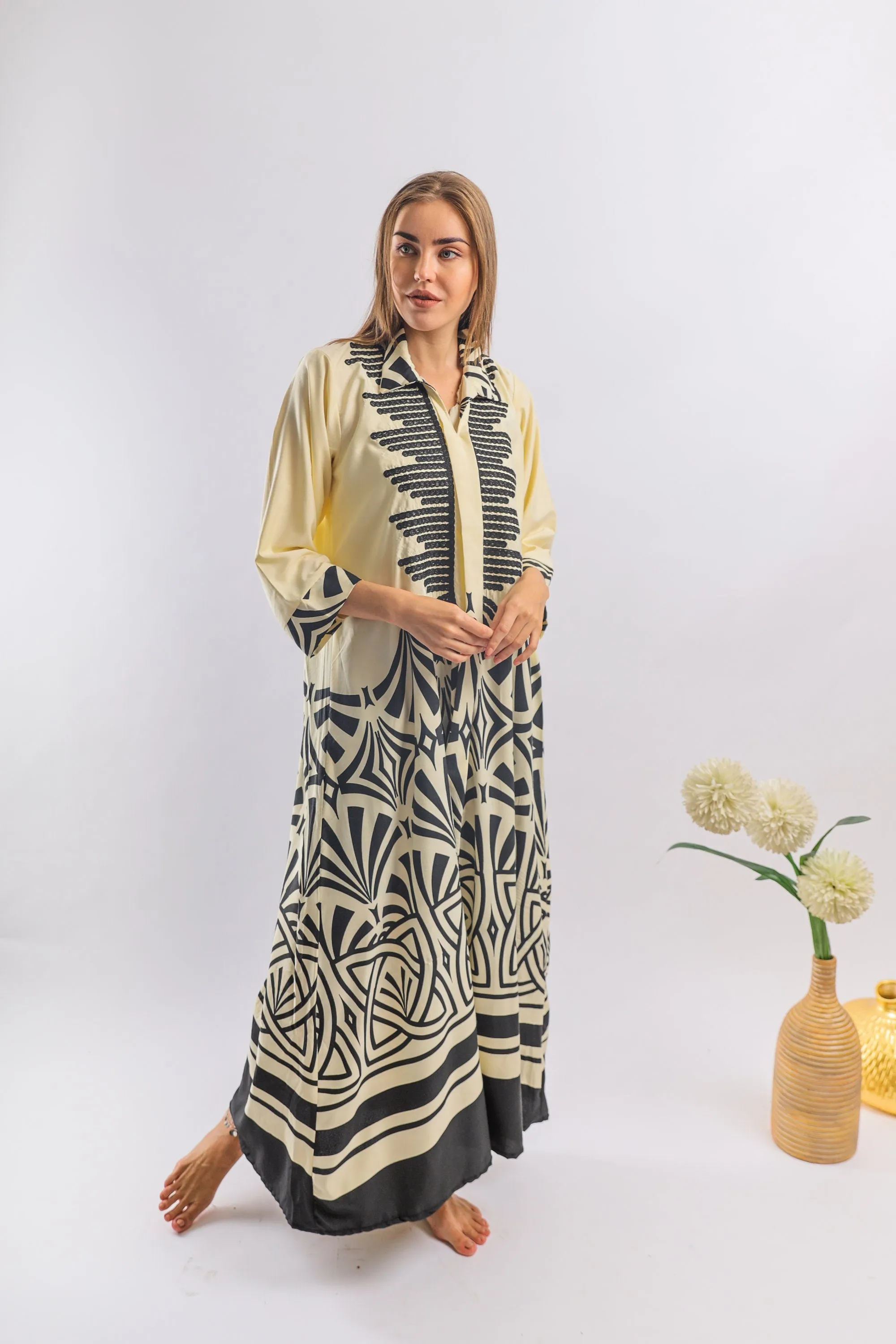 Black chic print embroidered caftan maxi dress, vibrant Caftan, caftans for women, embroidered Caftan dress, Caftan maxi dress, Kaftans