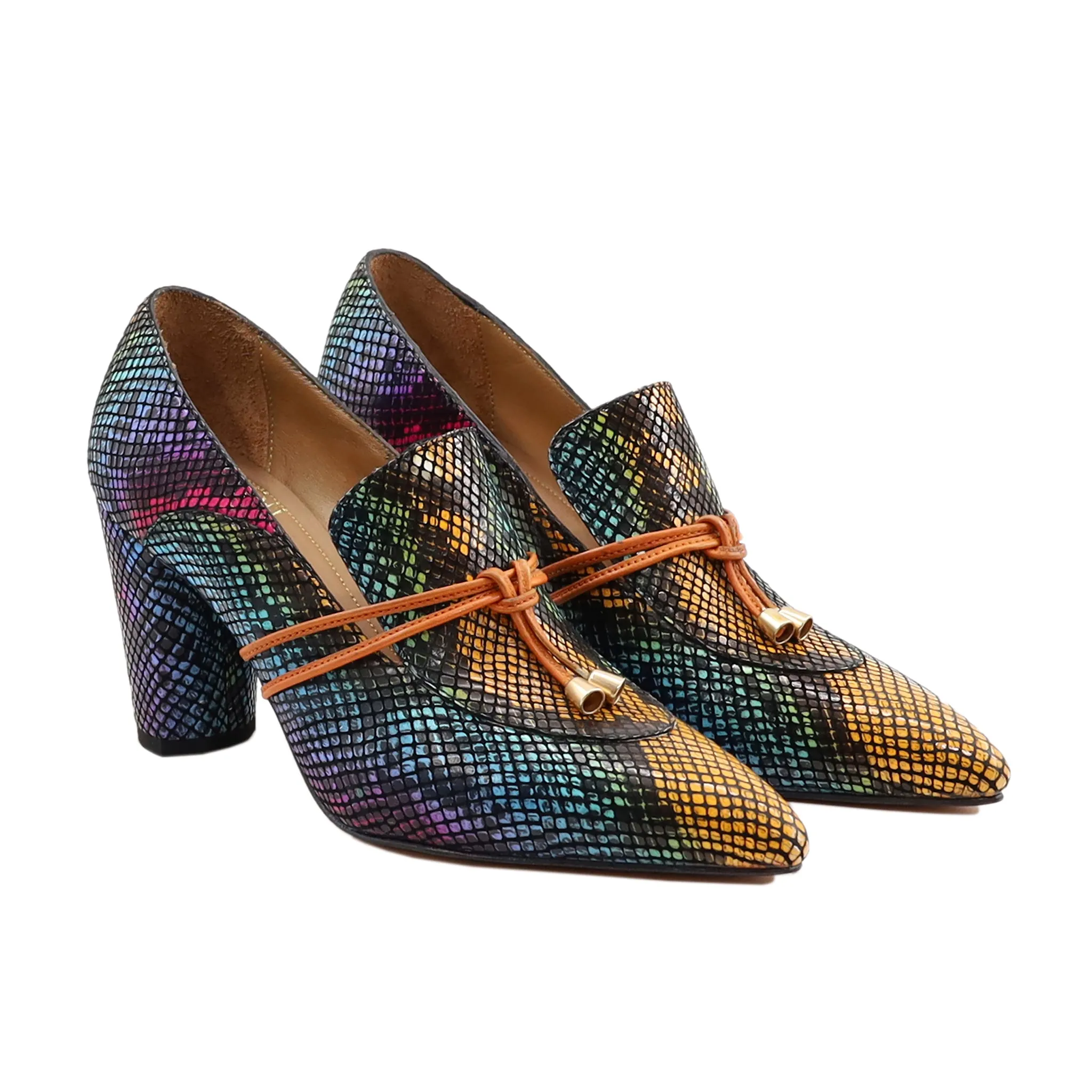 Burbank - Ladies Rainbow Printed Leather Heels