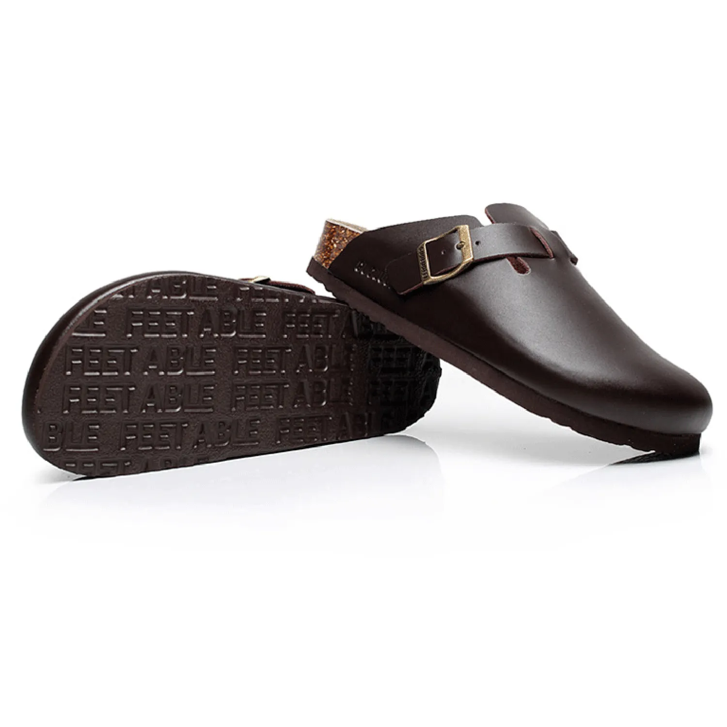 (Clean Up - US 10) Men's Glossy Leather Slippers Mules