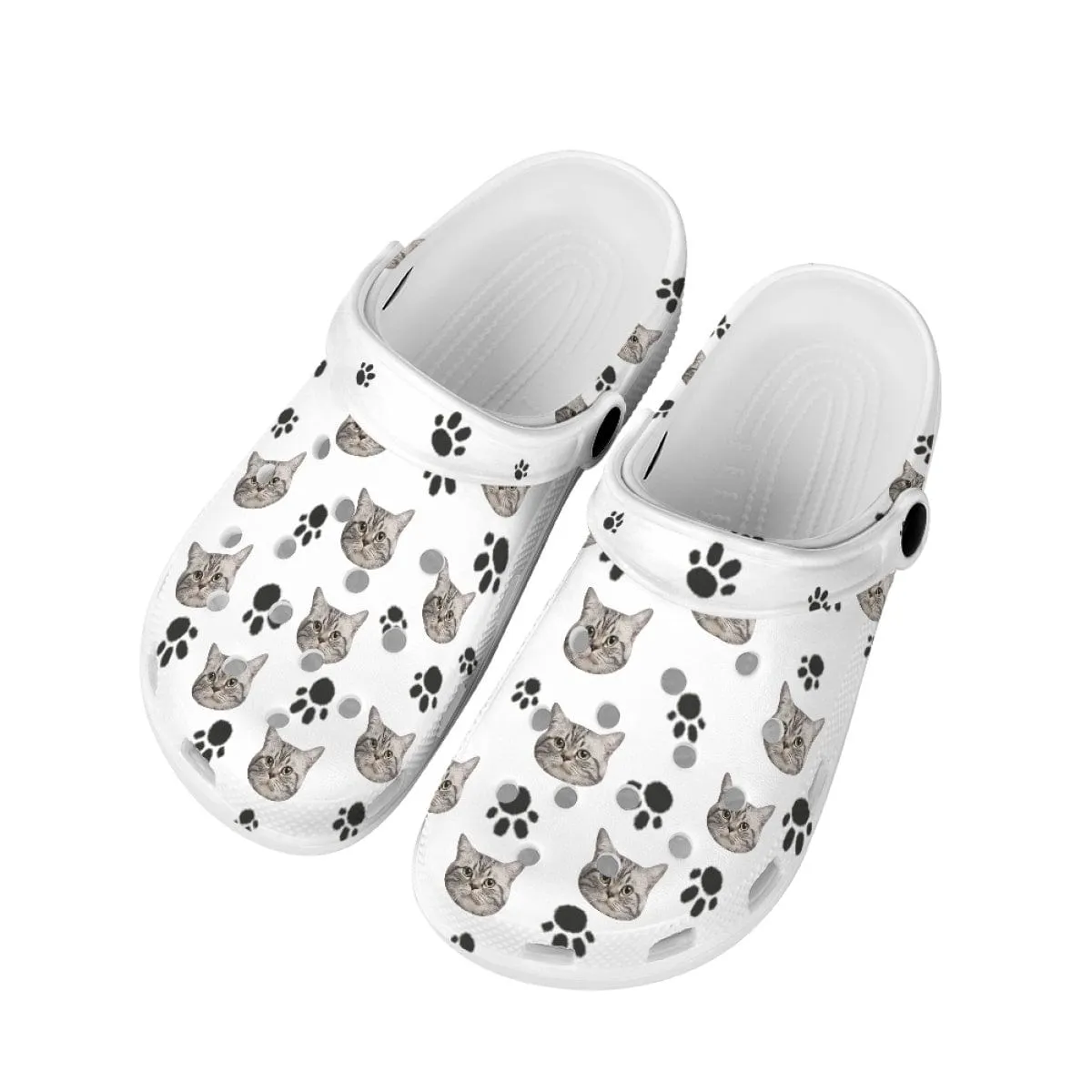 Custom Face Pet Footprint Hole Shoes Personalized Photo Clog Shoes Unisex Adult Funny Slippers (DHL is not supported)