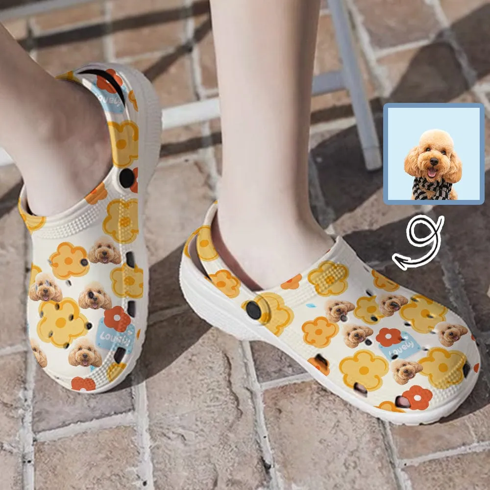 Custom Pet Face Flowers Hole Shoes Personalized Photo Clog Shoes Unisex Adult Funny Slippers (DHL is not supported)