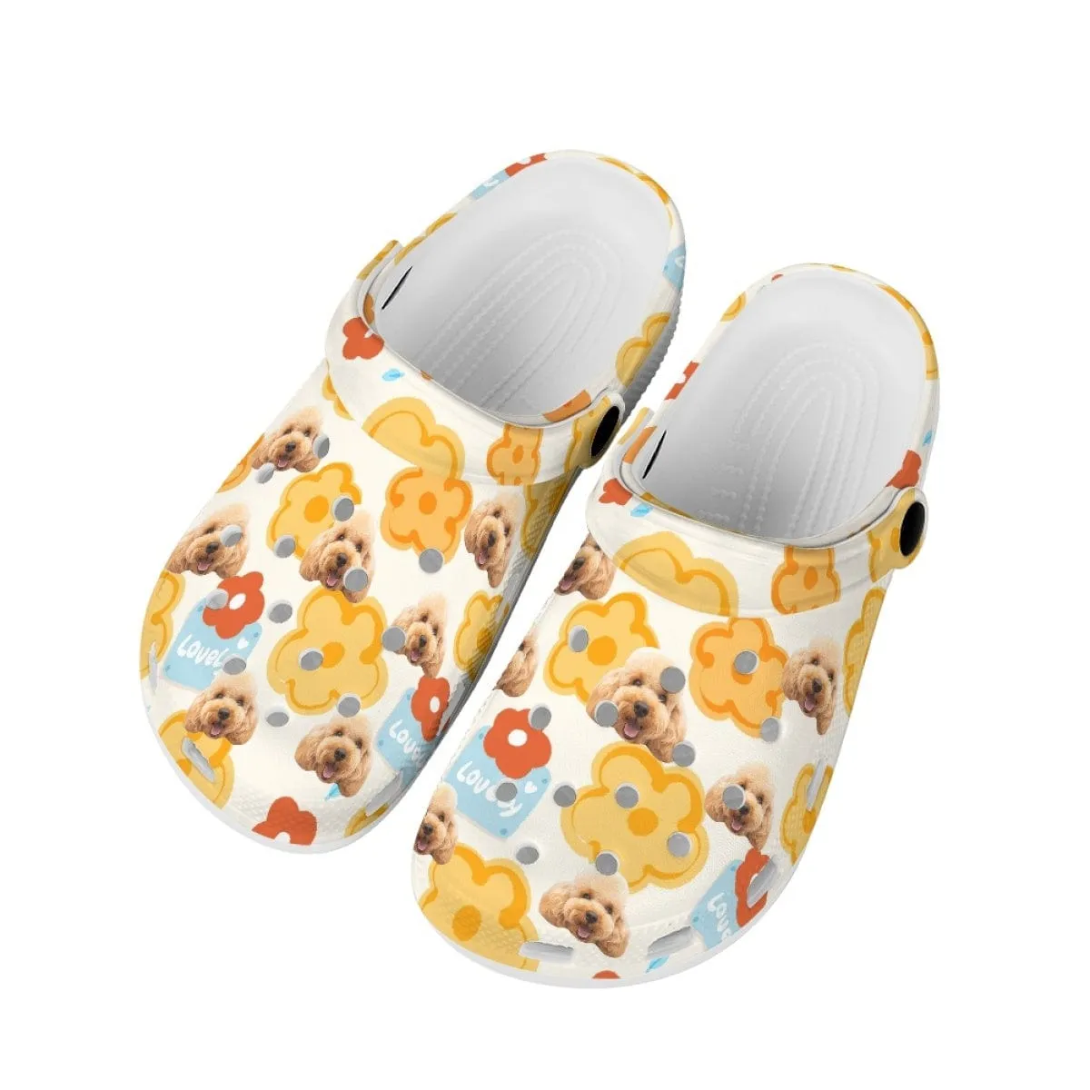 Custom Pet Face Flowers Hole Shoes Personalized Photo Clog Shoes Unisex Adult Funny Slippers (DHL is not supported)