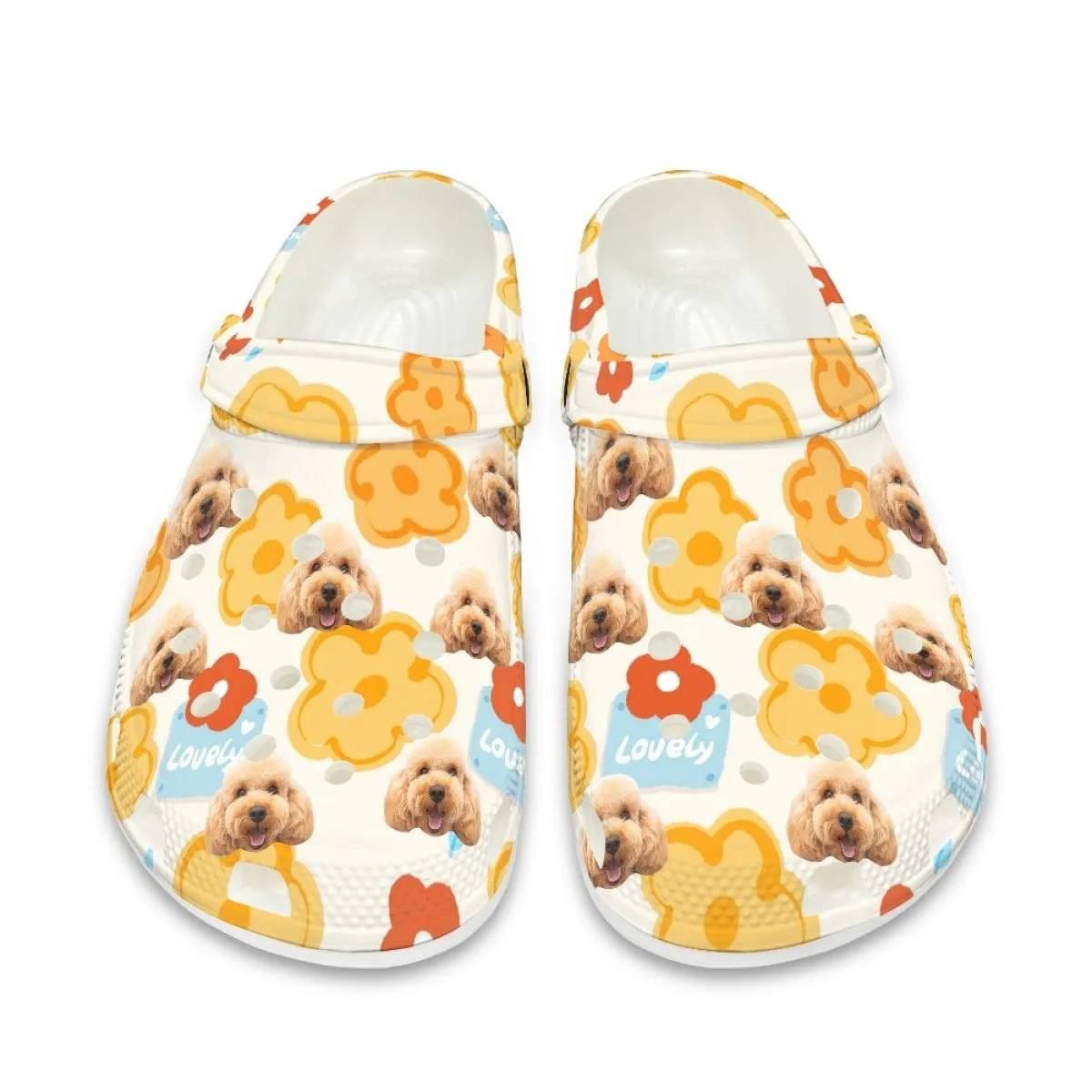 Custom Pet Face Flowers Hole Shoes Personalized Photo Clog Shoes Unisex Adult Funny Slippers (DHL is not supported)