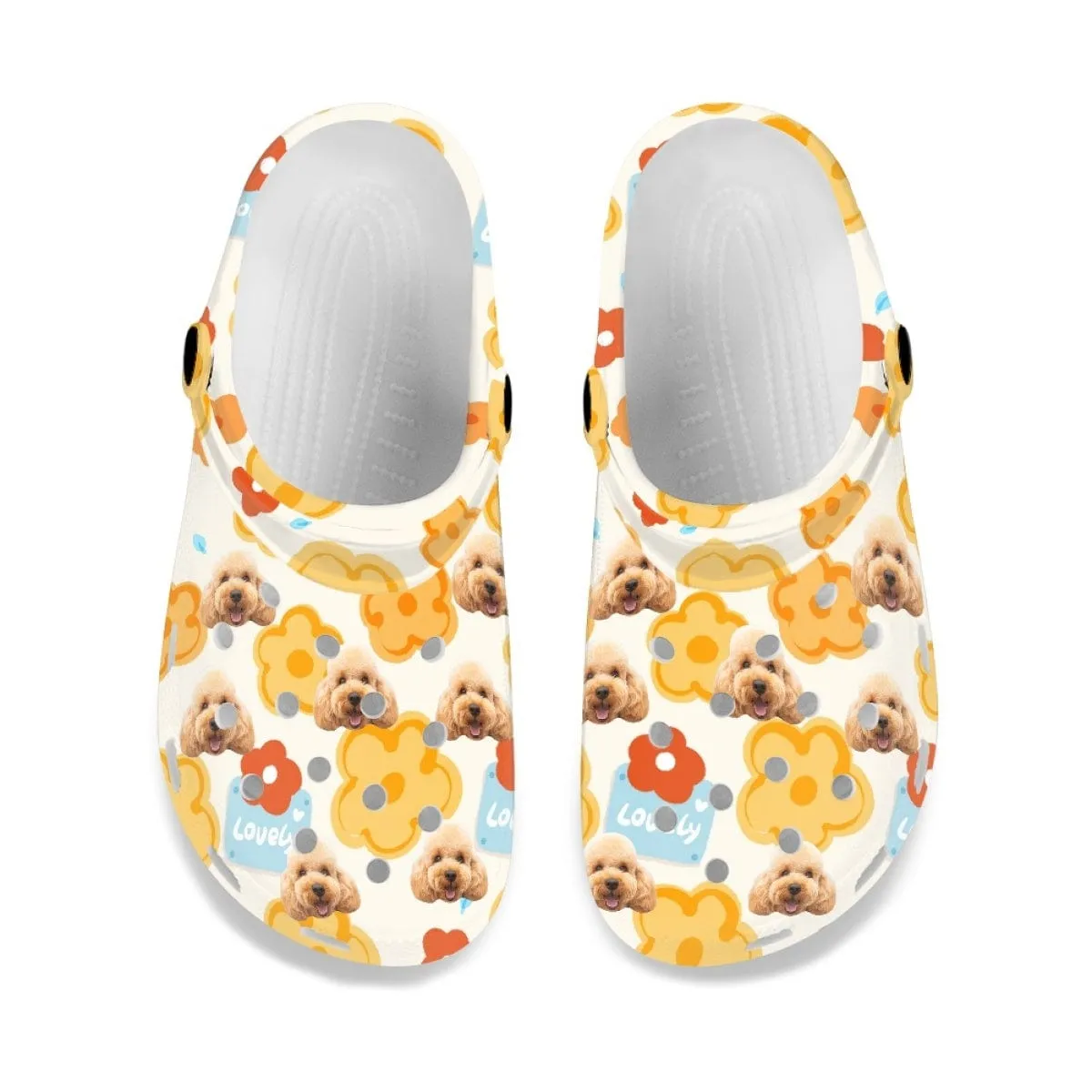 Custom Pet Face Flowers Hole Shoes Personalized Photo Clog Shoes Unisex Adult Funny Slippers (DHL is not supported)