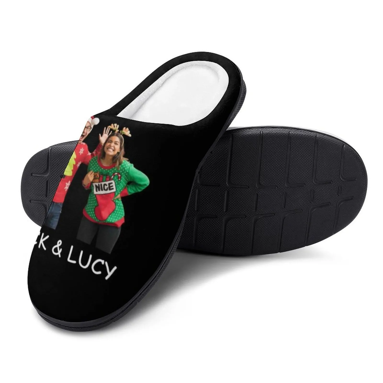 Custom Photo&Name Couples All Over Print Cotton Slippers For Men Women