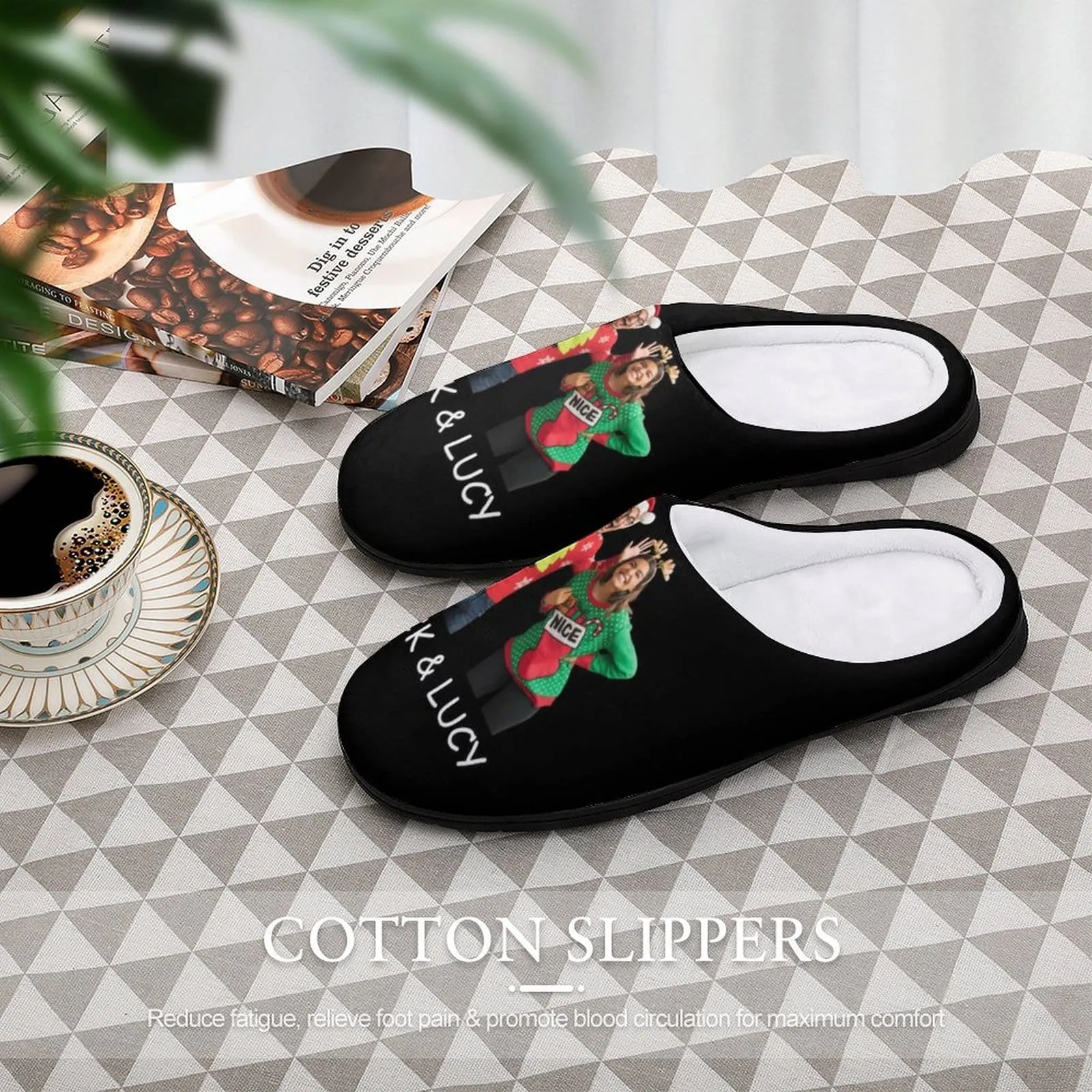 Custom Photo&Name Couples All Over Print Cotton Slippers For Men Women