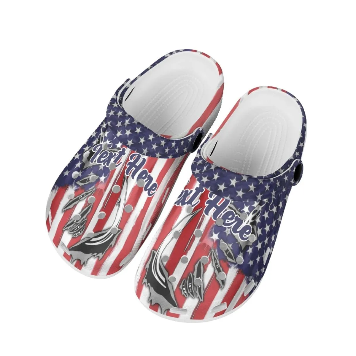 Custom Text American Flag Hole Shoes Personalized Photo Clog Shoes Unisex Adult Funny Slippers (DHL is not supported)