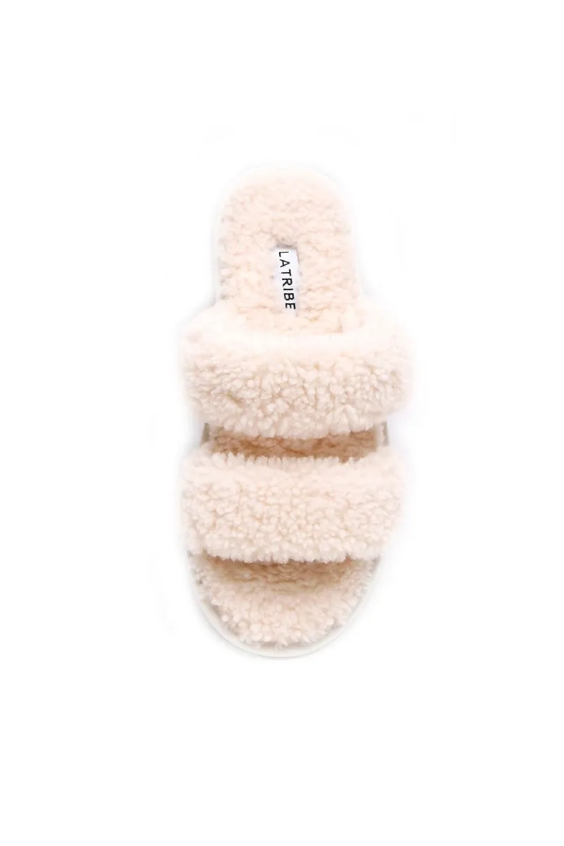 DOUBLE STRAP SHEARLING-CREAM