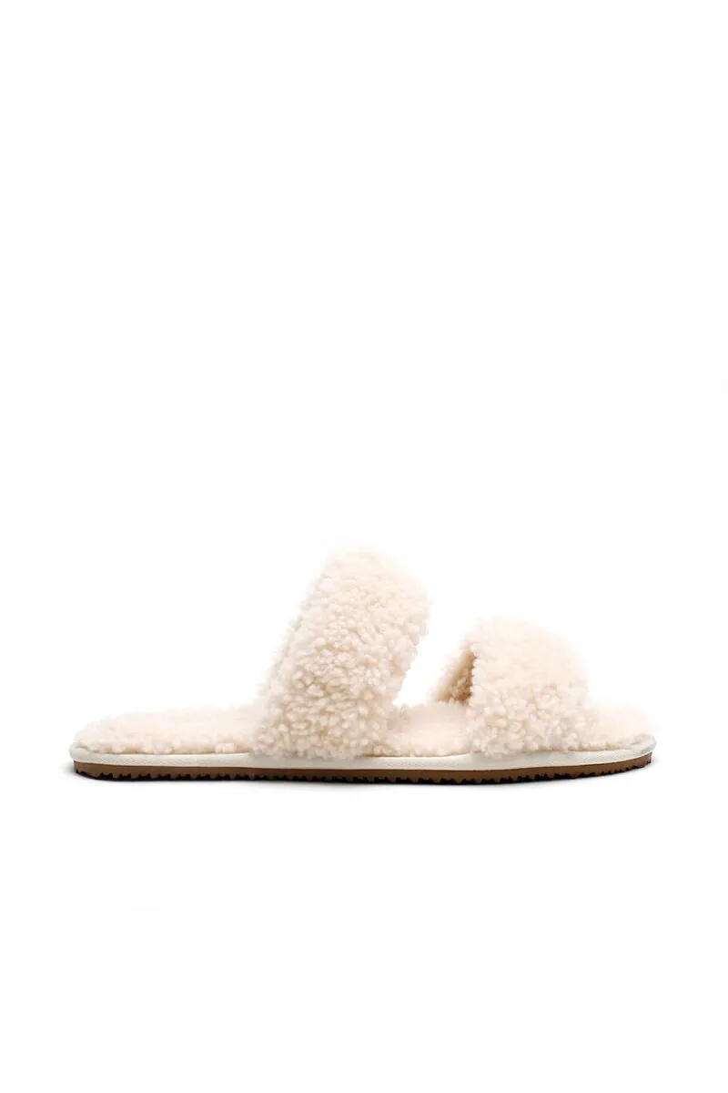 DOUBLE STRAP SHEARLING-CREAM