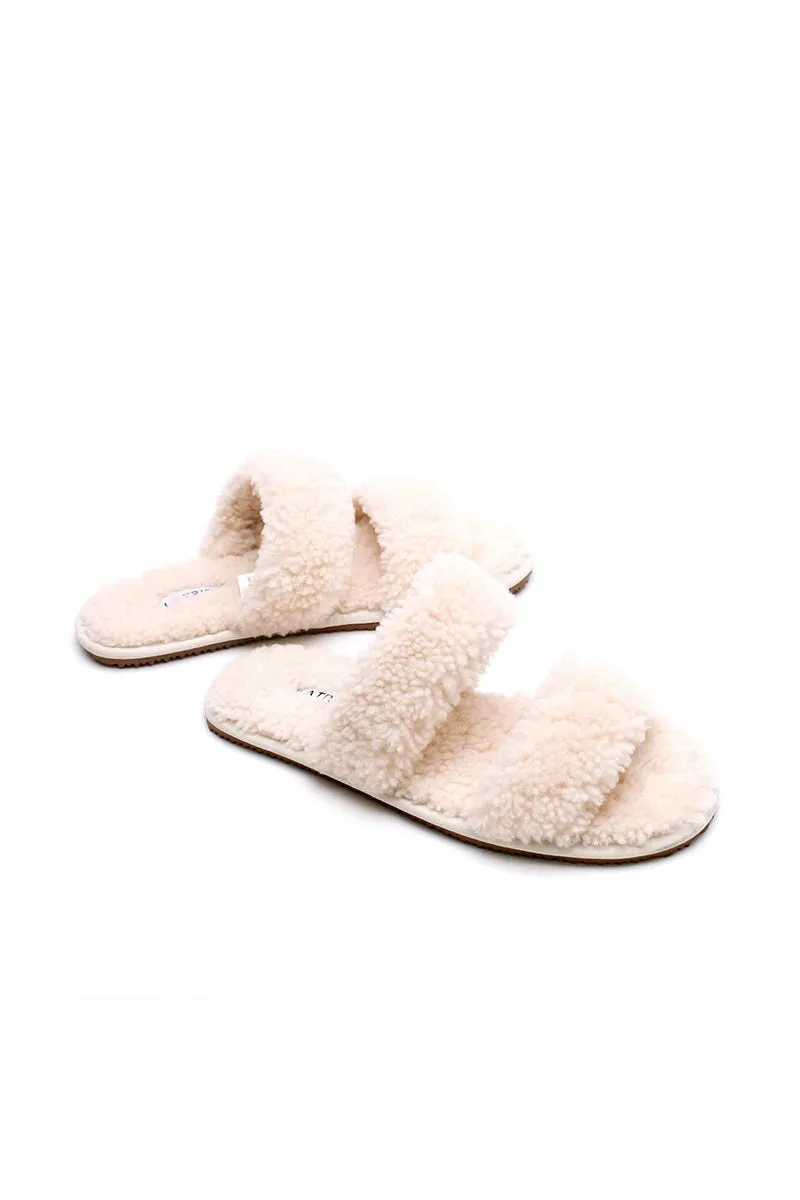 DOUBLE STRAP SHEARLING-CREAM