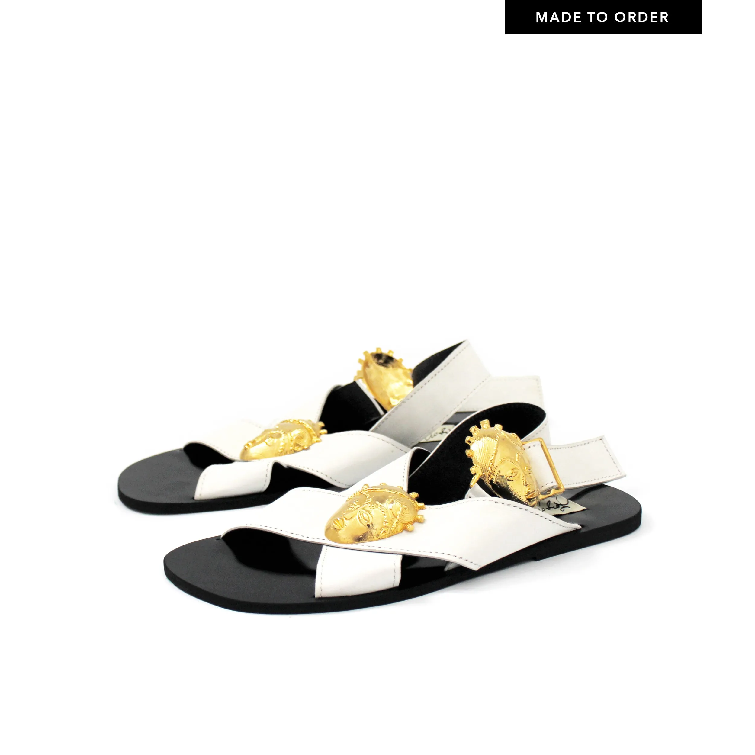 Fah Reg White Leather Sandal