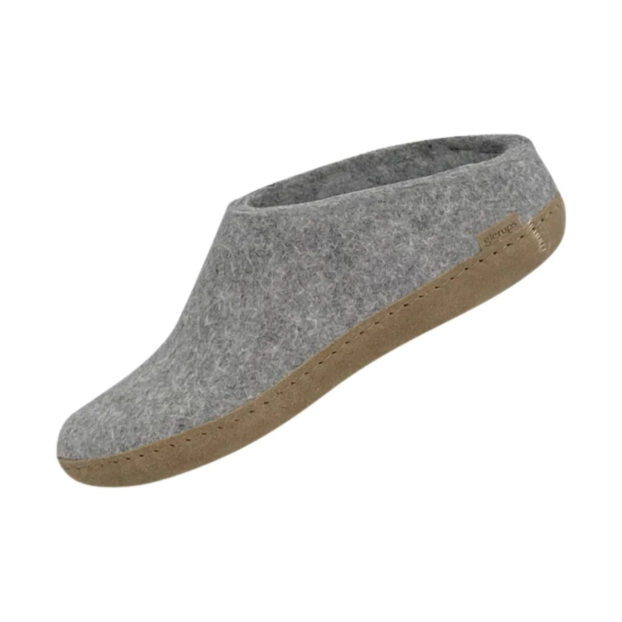 Glerups Slip On With Leather Sole Slipper - Grey Suede