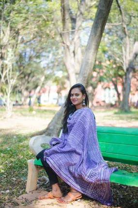 Kaisori Bagru Chanderi Dupatta - Floral