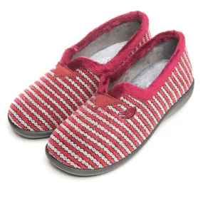 Ladies Fur Trimmed Bedroom Slippers Burdeos Plumaflex Memory Foam R14212