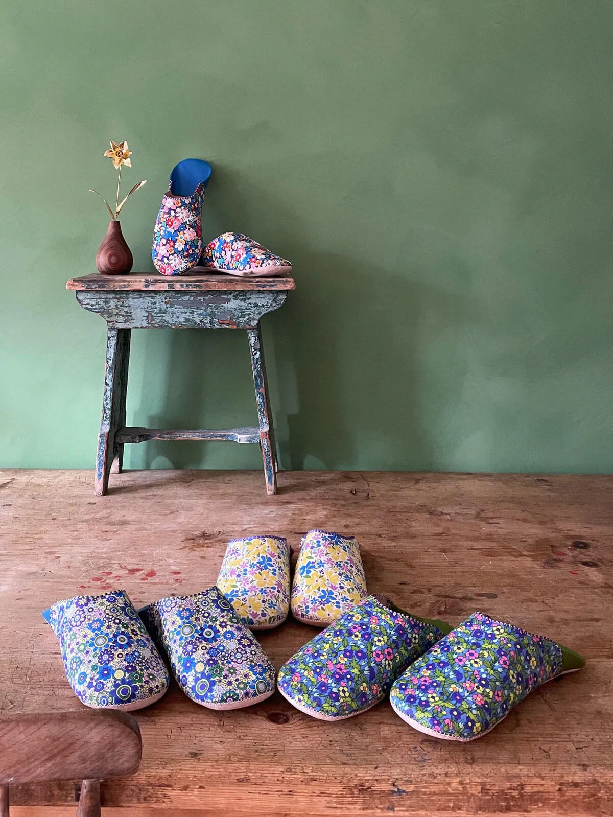 Liberty Print Babouche Slippers, Paradise Petals