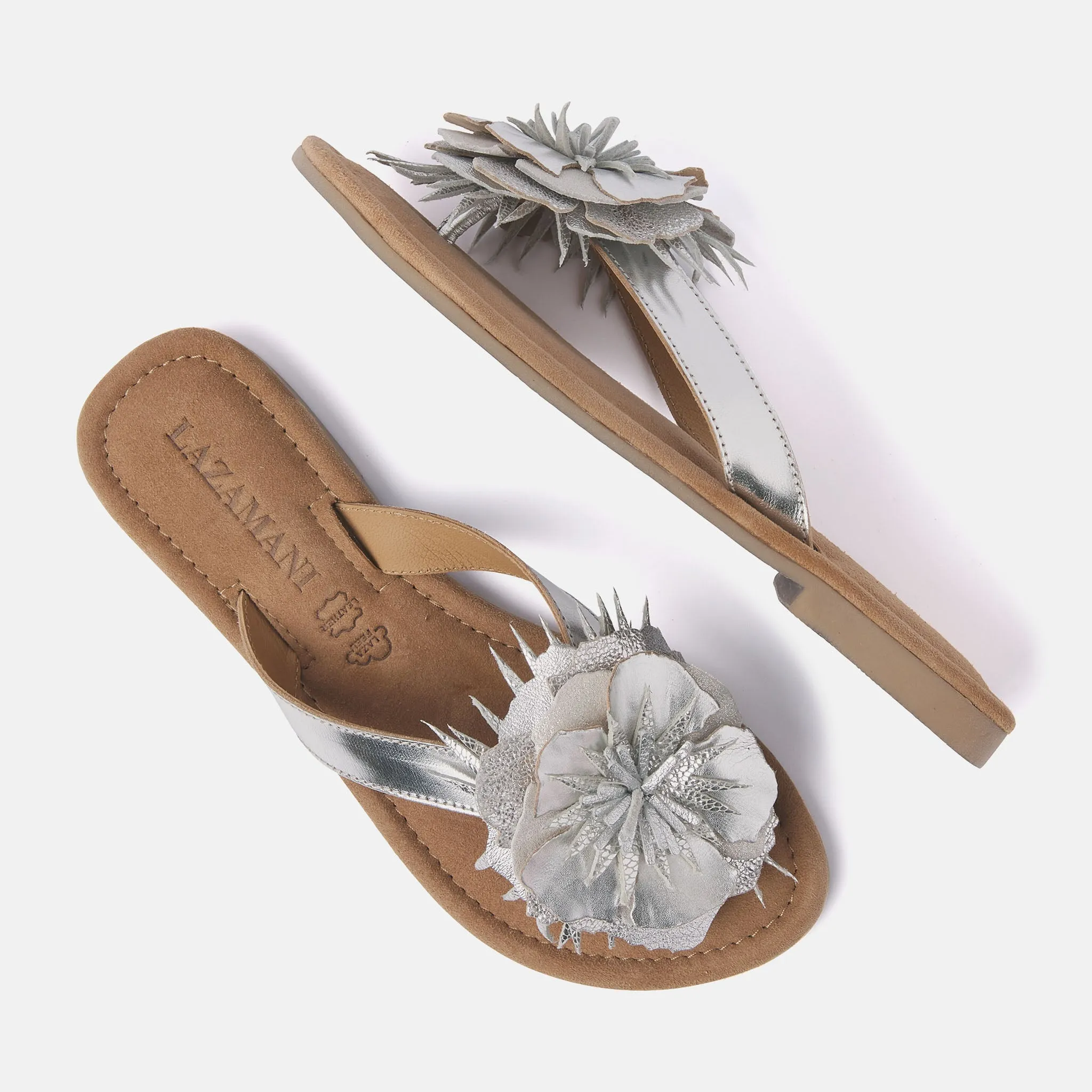 Lily Leren Dames Slippers Silver