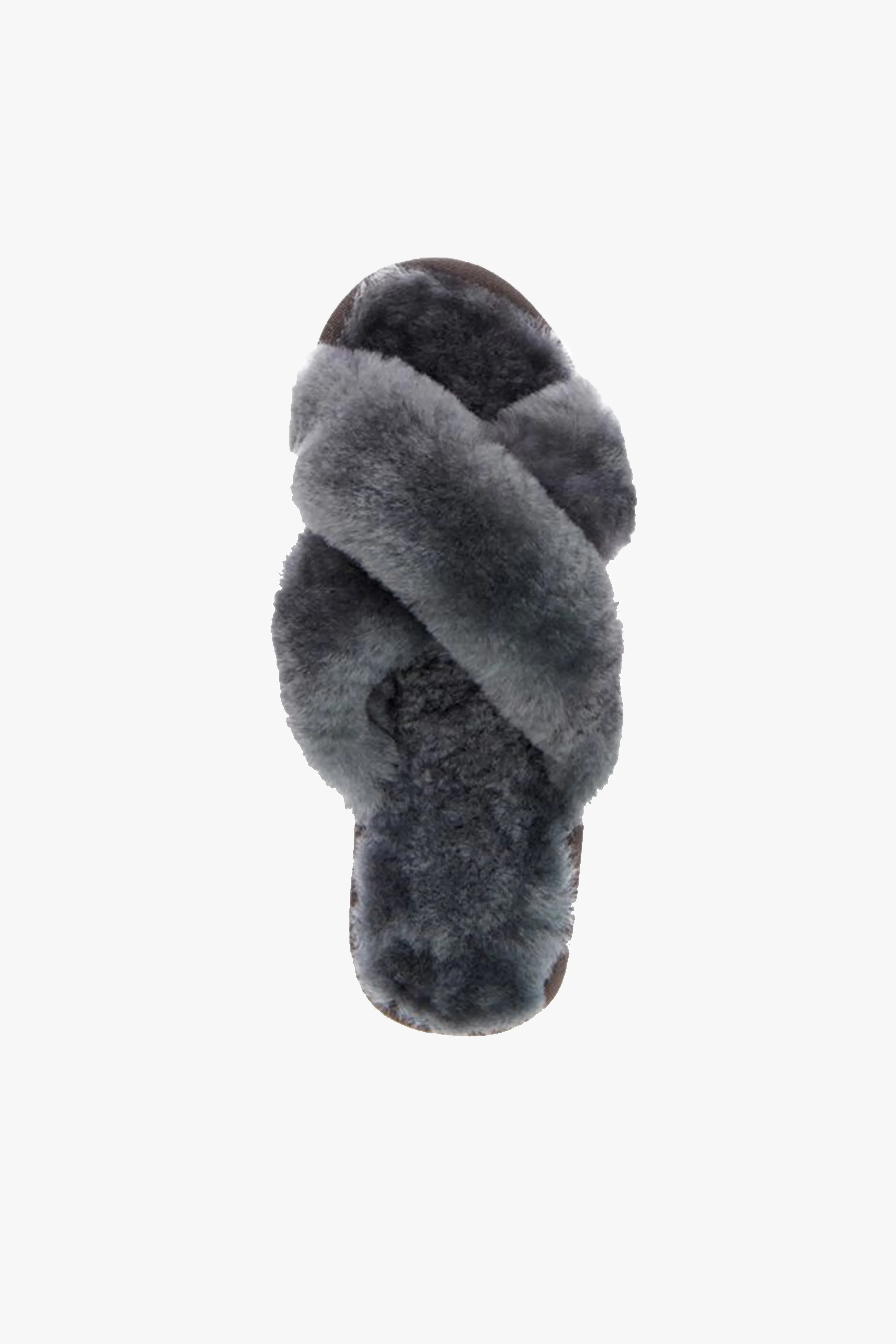 Mayberry Charcoal Wool Crossover Slippers