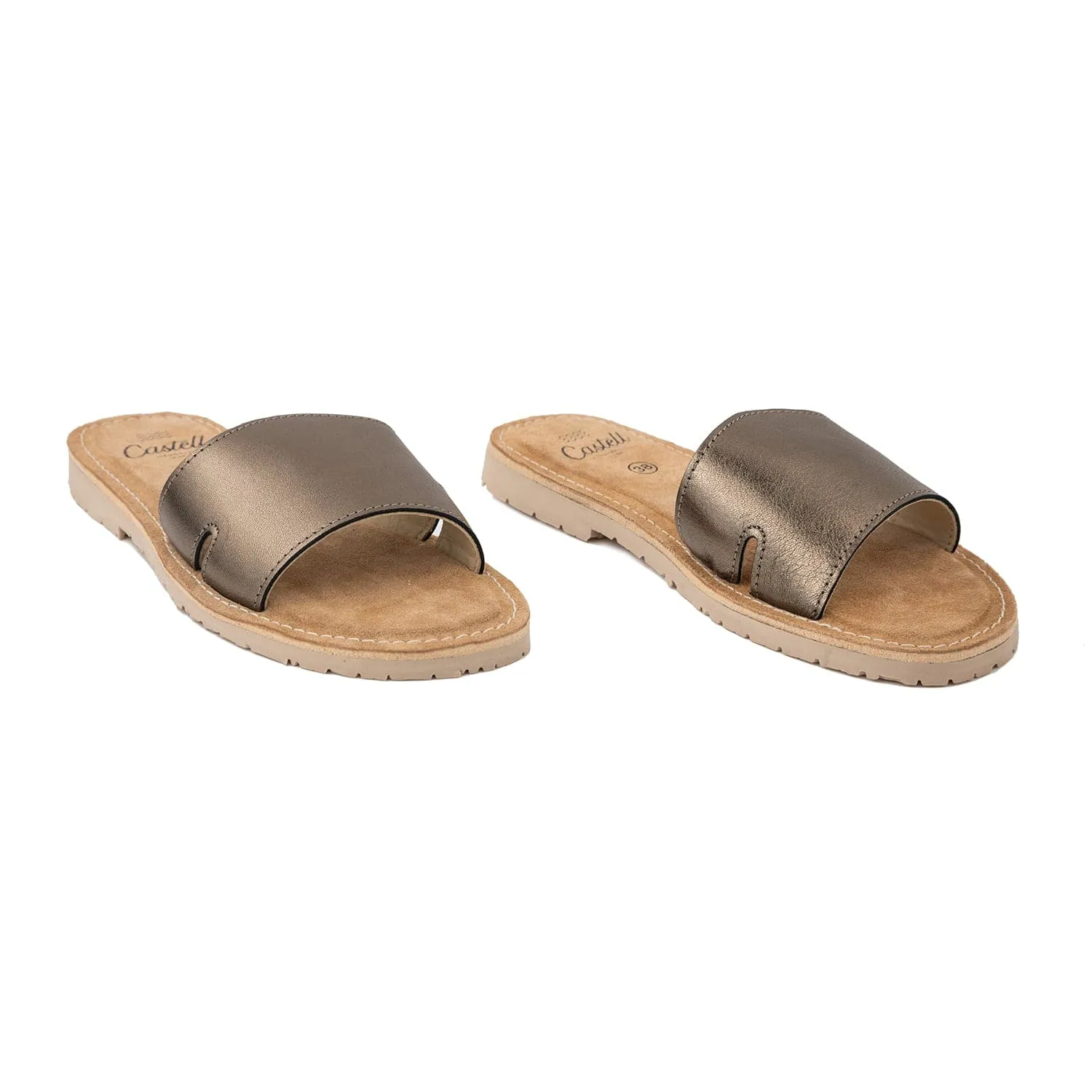 Metallic Leather Menorcan Sandals With Open Toe For Women - Shark ST 2360 A Metallic