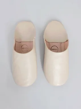 Moroccan Babouche Basic Slippers, Chalk