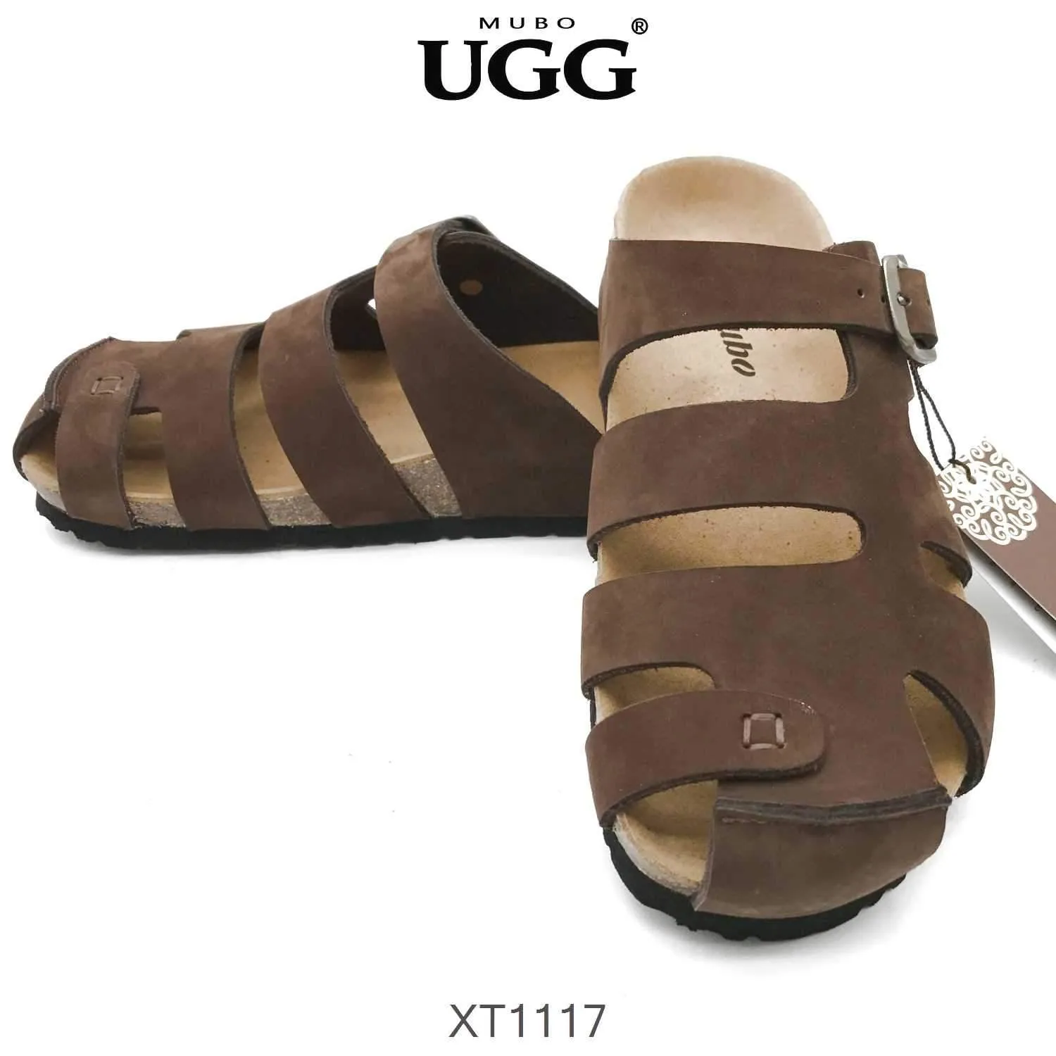 MUBO UGG MEN'S Brown Colour Sandals With Soft Cork Wood Sole Platform slippers XT1117