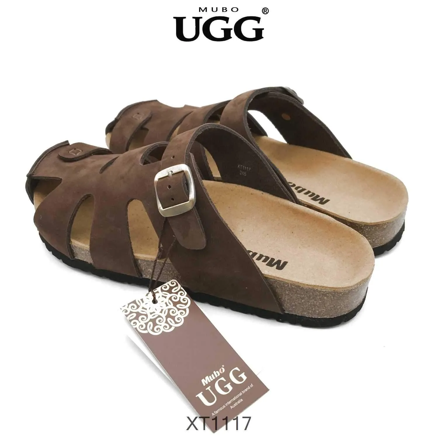 MUBO UGG MEN'S Brown Colour Sandals With Soft Cork Wood Sole Platform slippers XT1117