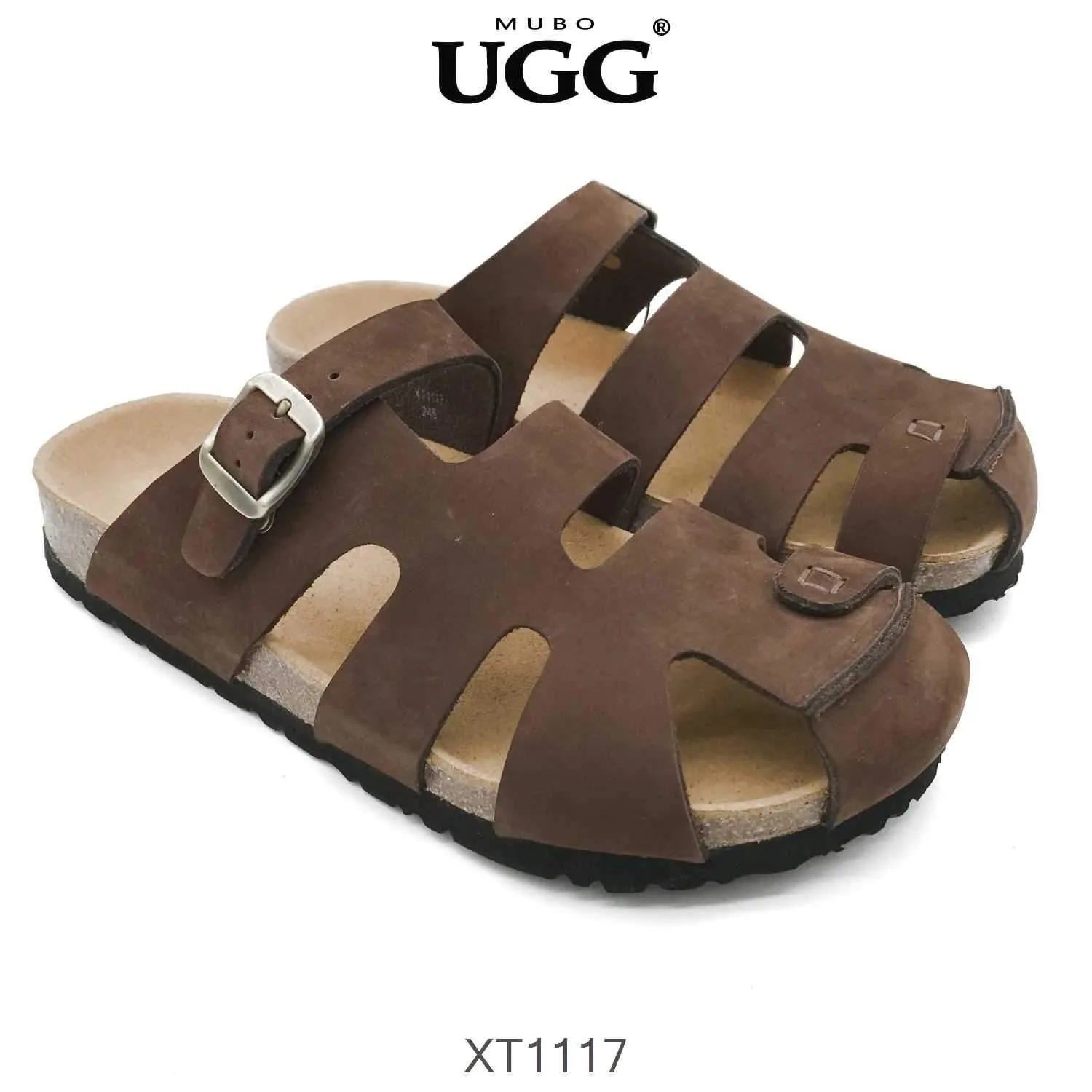 MUBO UGG MEN'S Brown Colour Sandals With Soft Cork Wood Sole Platform slippers XT1117