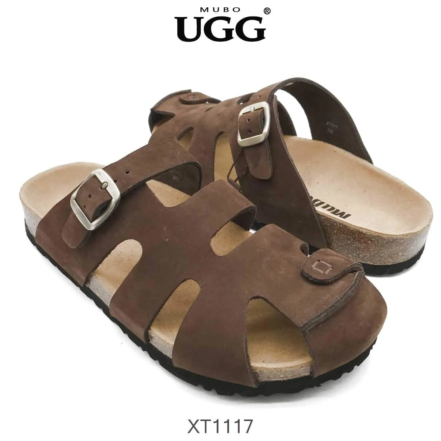 MUBO UGG MEN'S Brown Colour Sandals With Soft Cork Wood Sole Platform slippers XT1117