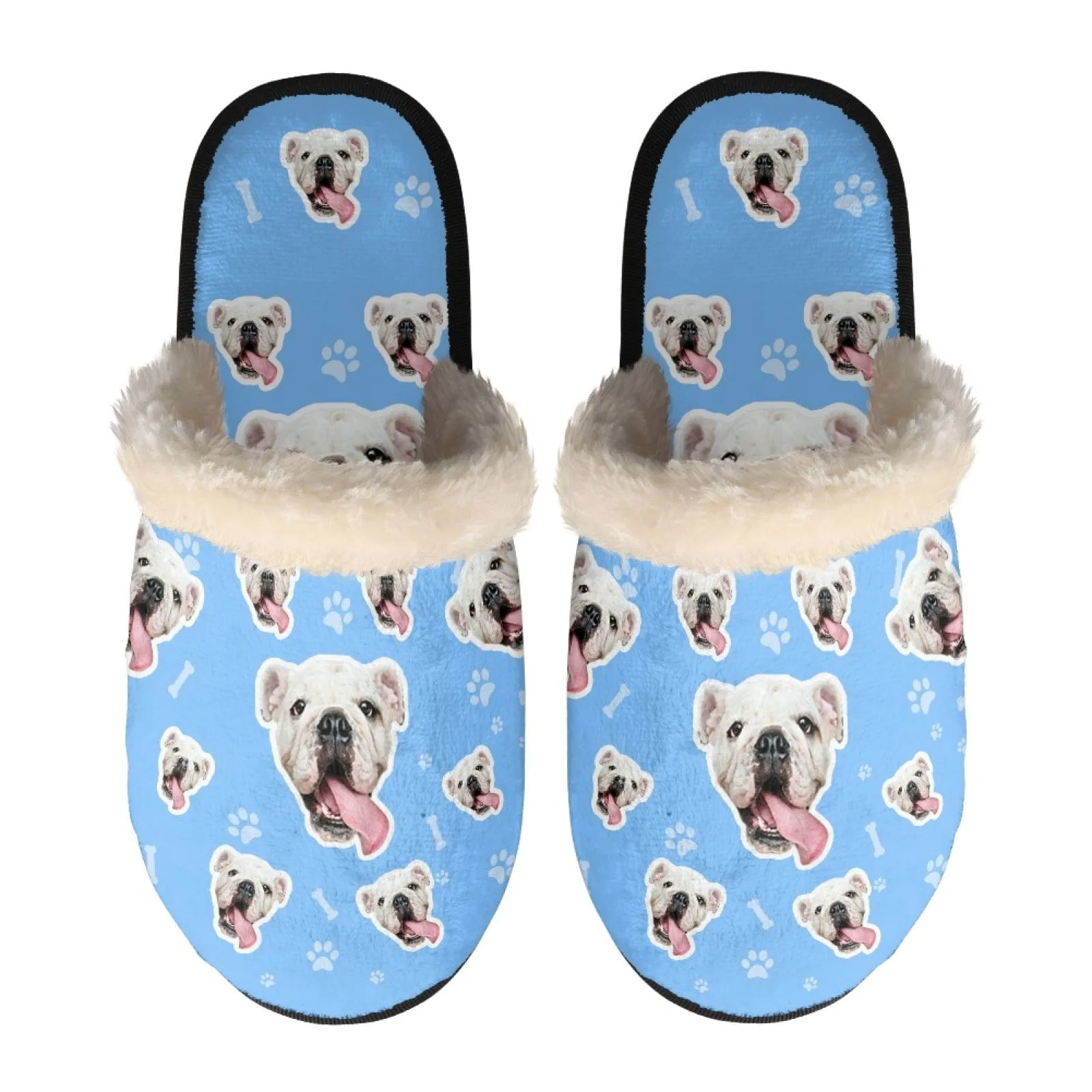 New Product Discounts-Custom Dog Face Multicolor Fuzzy Slippers for Women and Men Personalized Photo Non-Slip Slippers Indoor Warm House Shoes