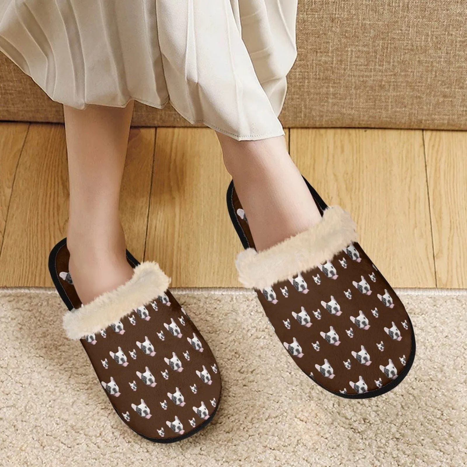 New Product Discounts-Custom Face Fuzzy Slippers for Women and Men Personalized Photo Non-Slip Slippers Indoor Warm House Shoes