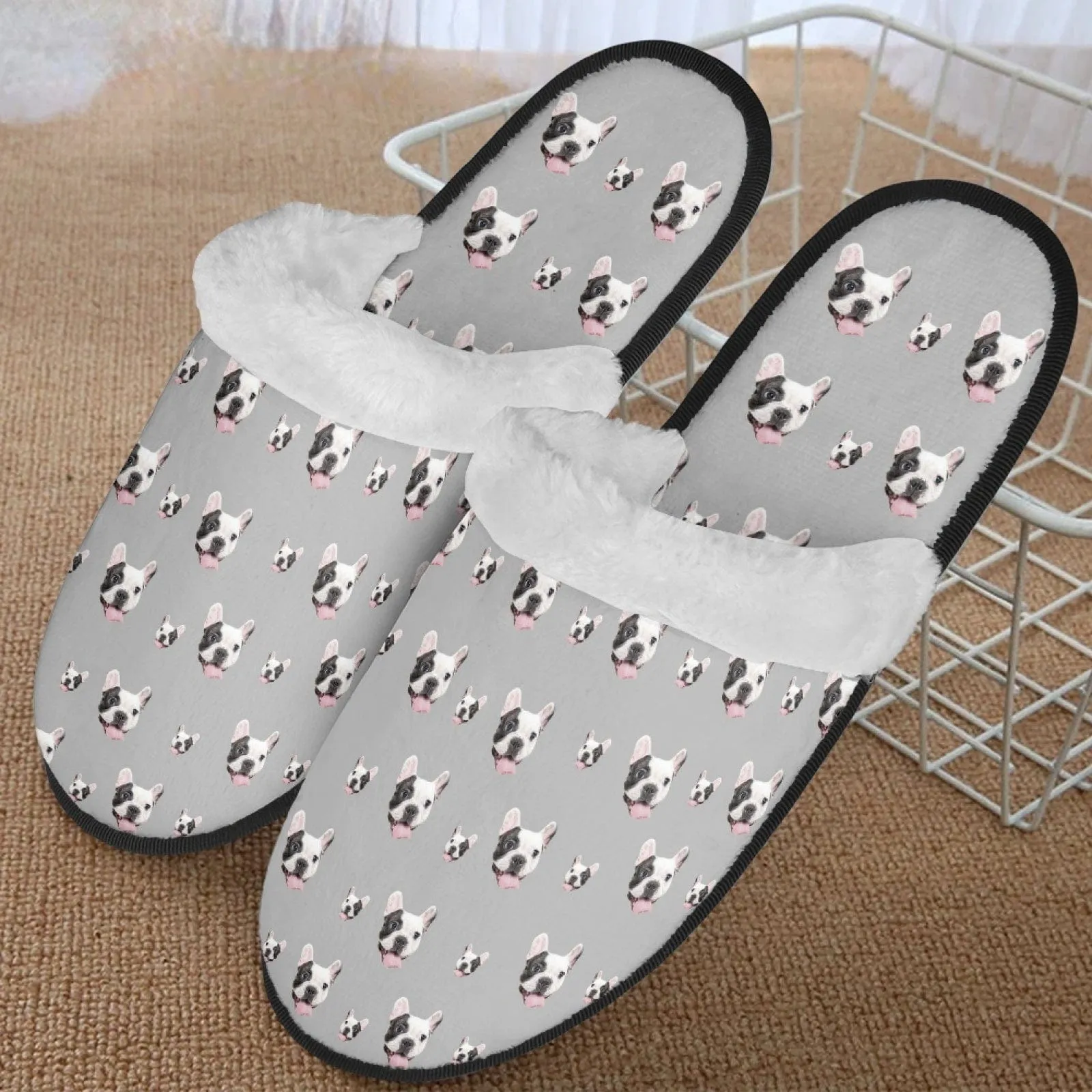 New Product Discounts-Custom Face Fuzzy Slippers for Women and Men Personalized Photo Non-Slip Slippers Indoor Warm House Shoes