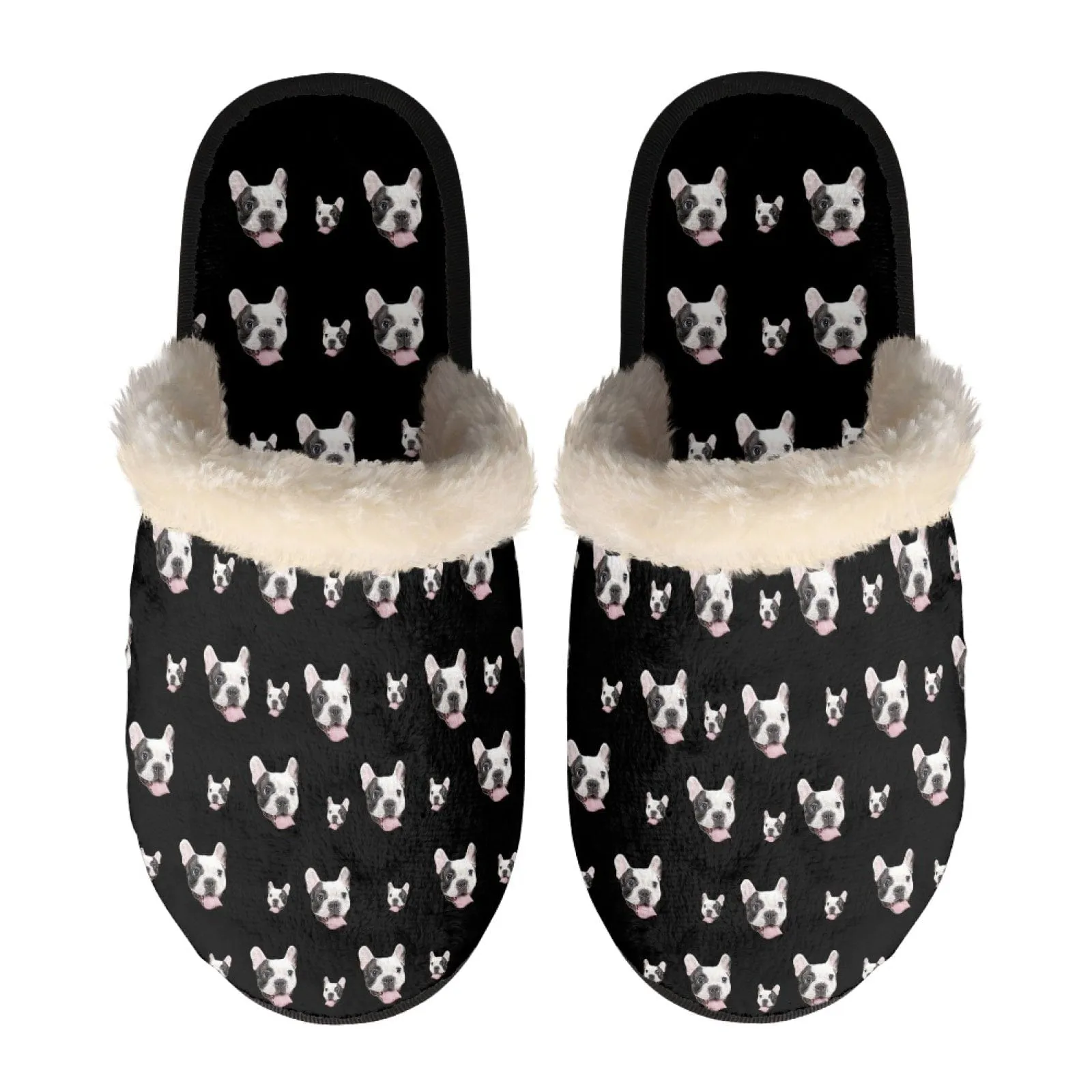 New Product Discounts-Custom Face Fuzzy Slippers for Women and Men Personalized Photo Non-Slip Slippers Indoor Warm House Shoes