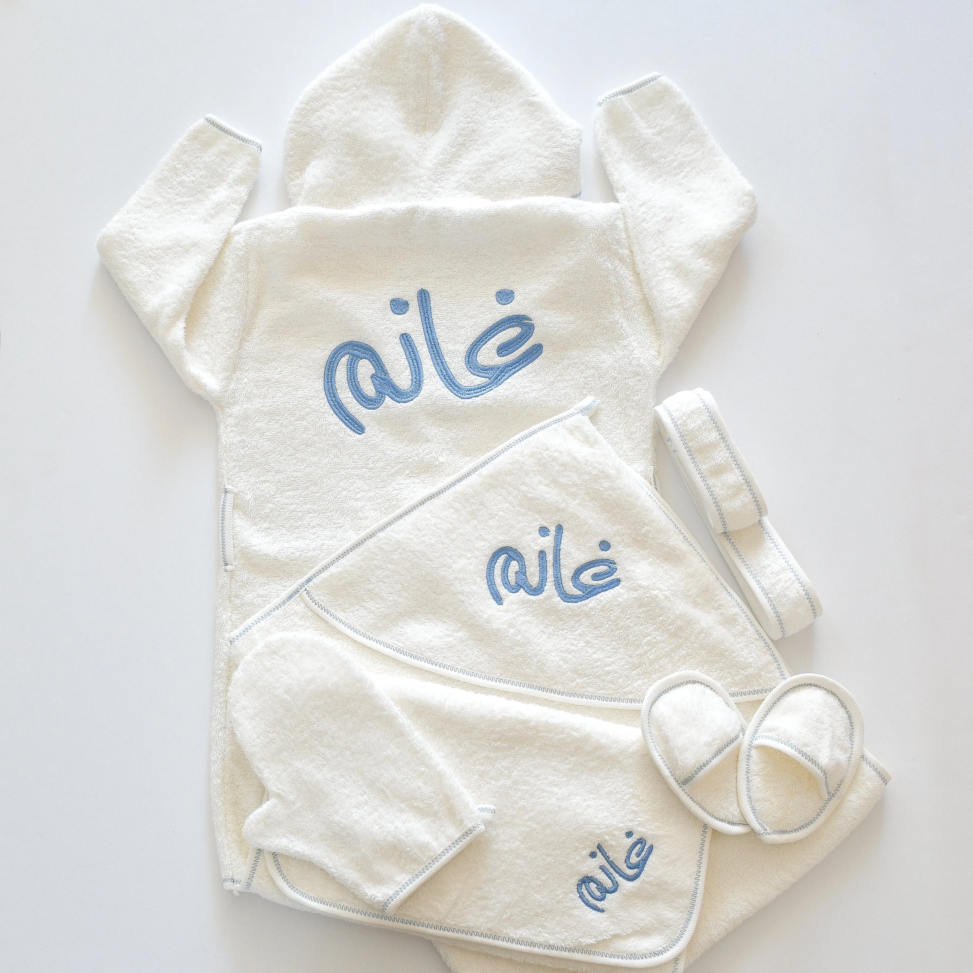 Personalised Hooded Baby Boy Bathrobe Set