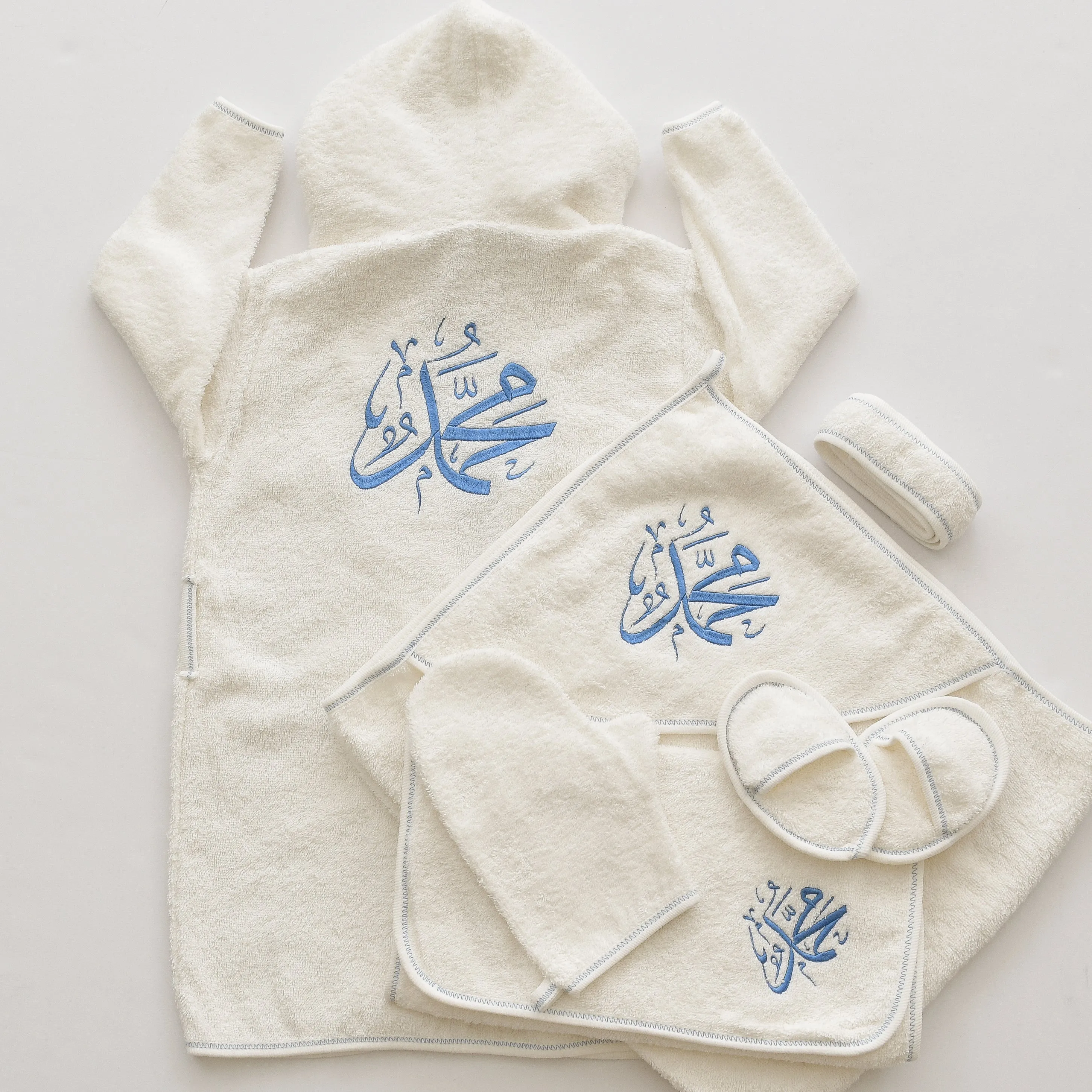 Personalised Hooded Baby Boy Bathrobe Set