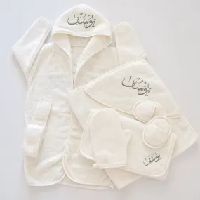 Personalised hooded baby Boy Bathrobe Set