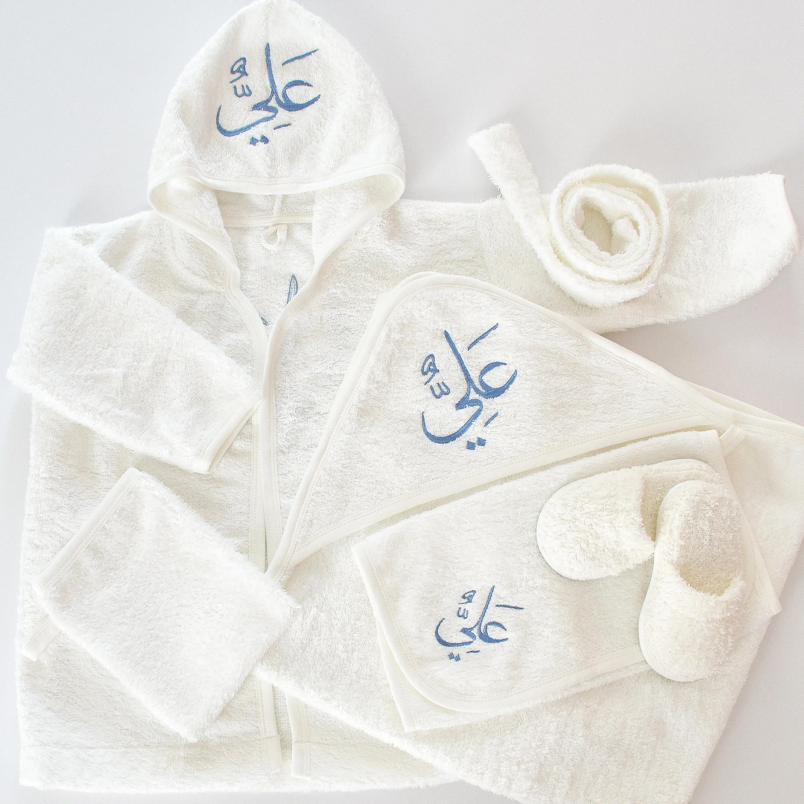 Personalised Hooded Baby Boy Bathrobe Set