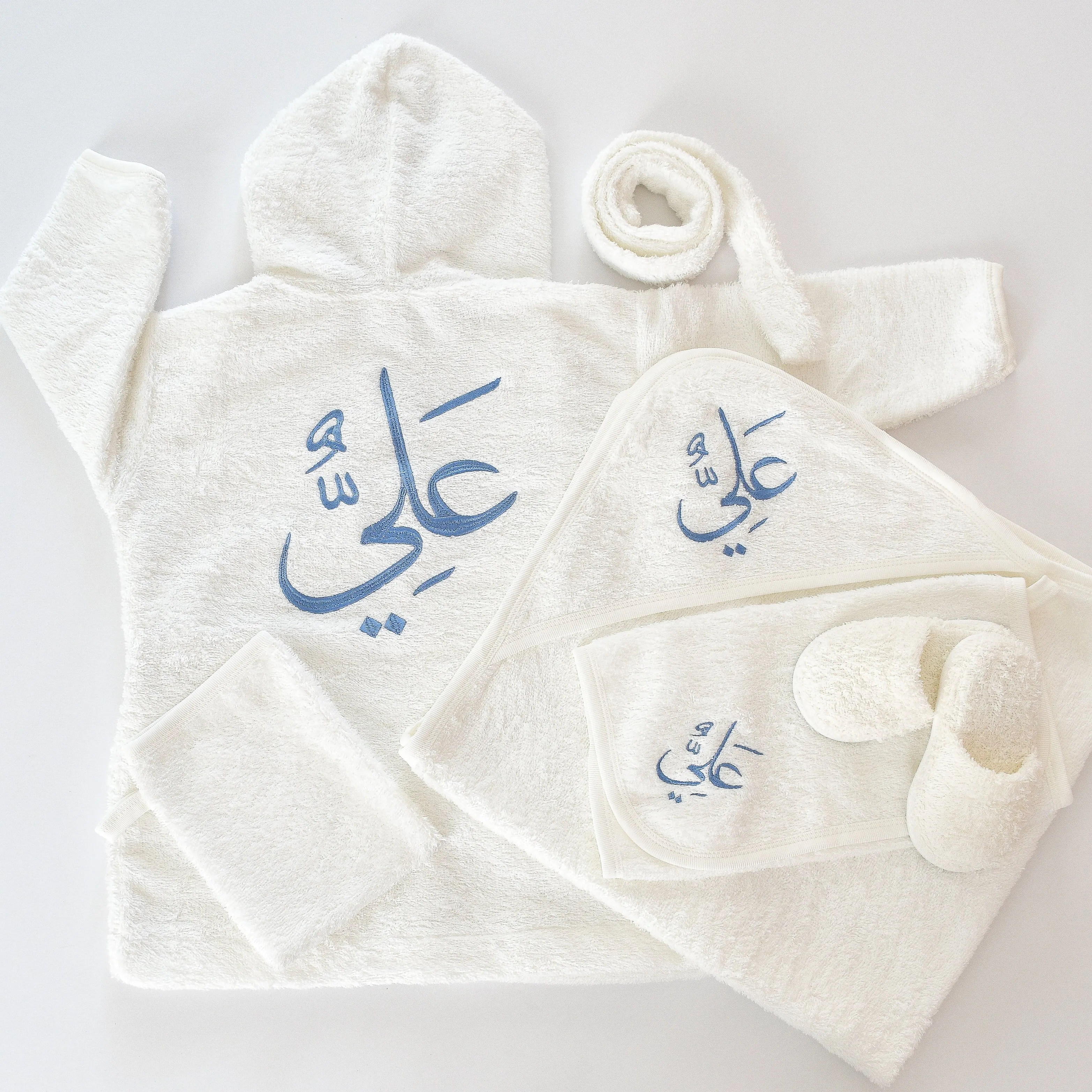 Personalised Hooded Baby Boy Bathrobe Set