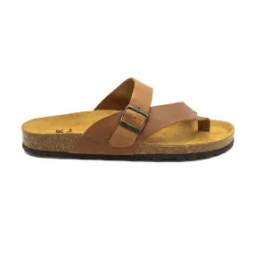 Plain Leather Open-Toe Slippers for Men - Graz-PE