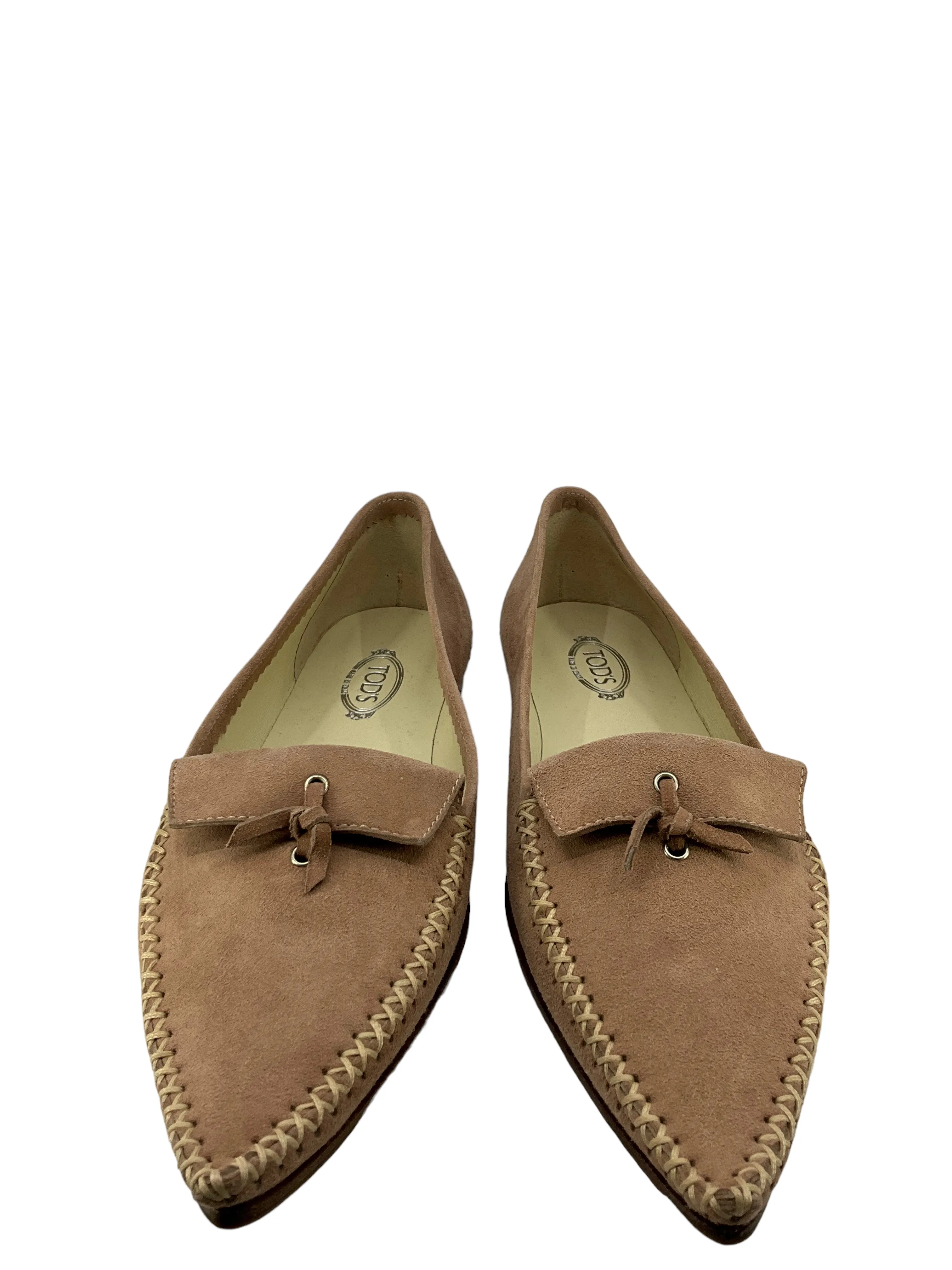 Tod's Pointed Toe Stitched Suede Loafers Size 8.5