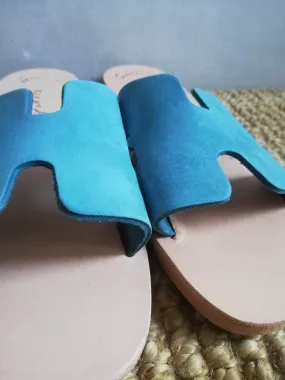 Turquoise slippers