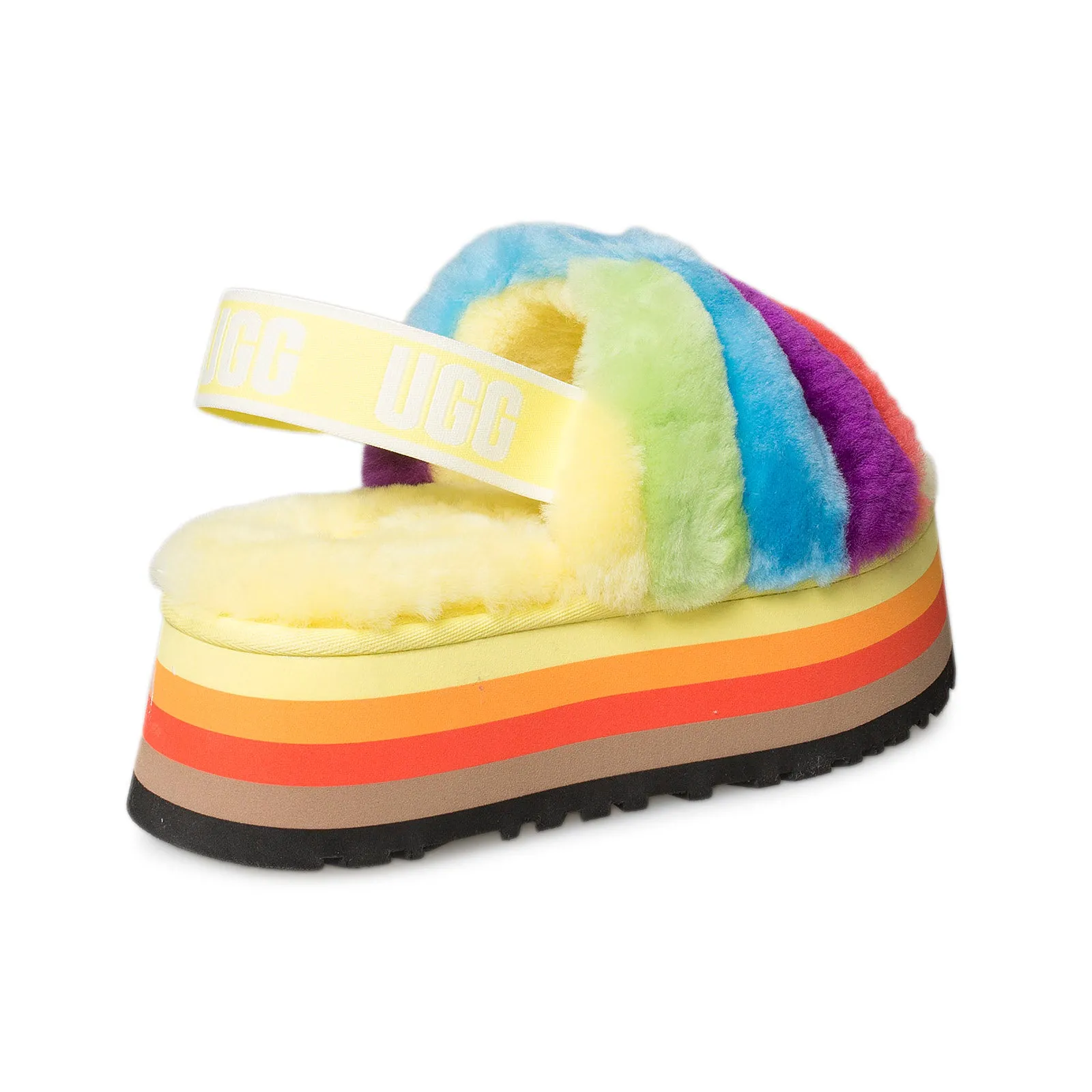 UGG Disco Stripe Slide Pride Rainbow Combo Slippers - Women's