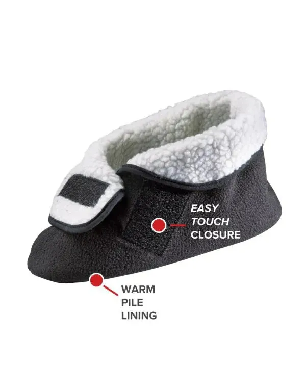 Unisex Wide Easy-On Fleece Bootie Slipper