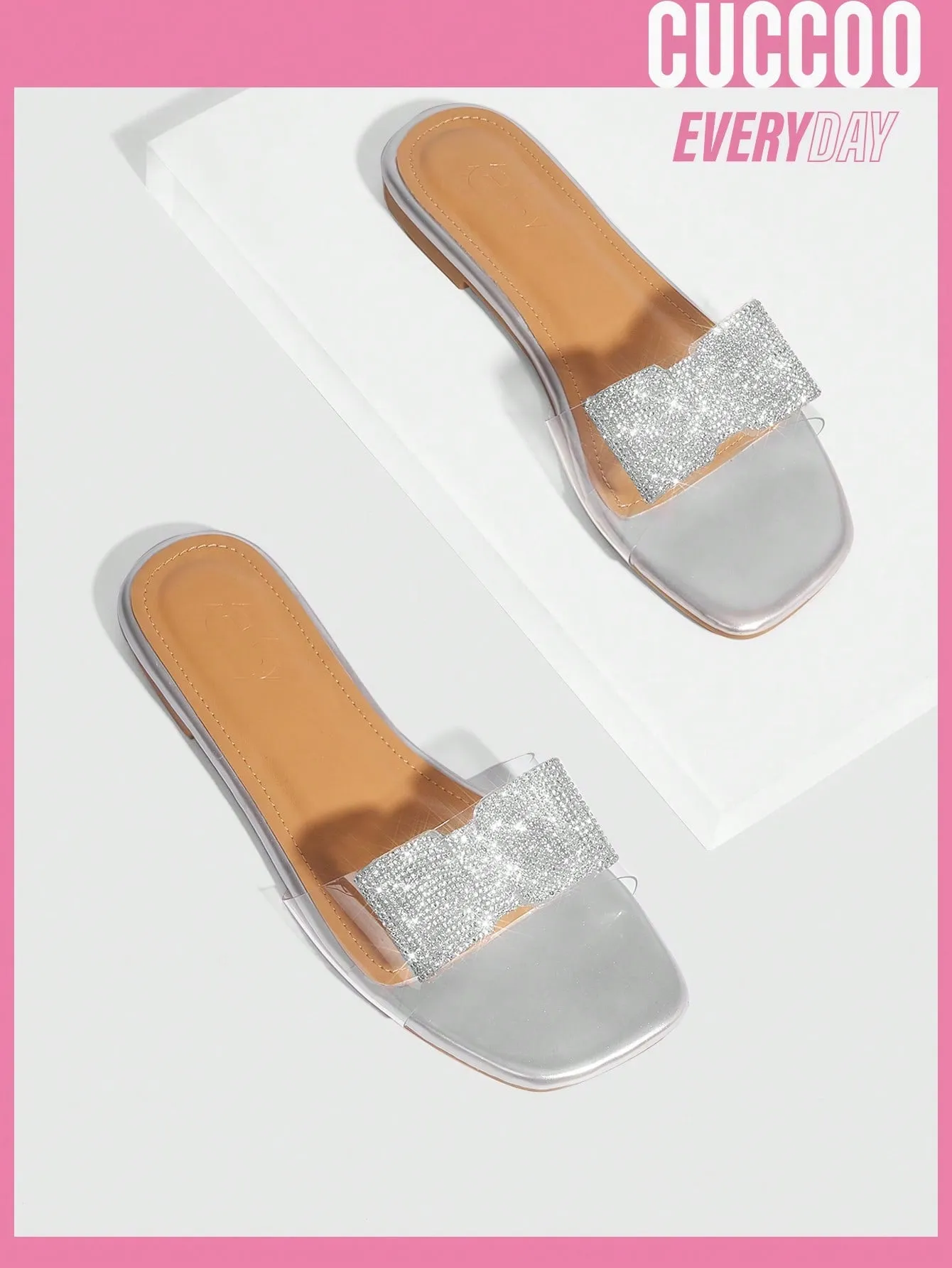 Woman Shoes Silver Bowknot Pvc Flat Sandals For Spring And Summer