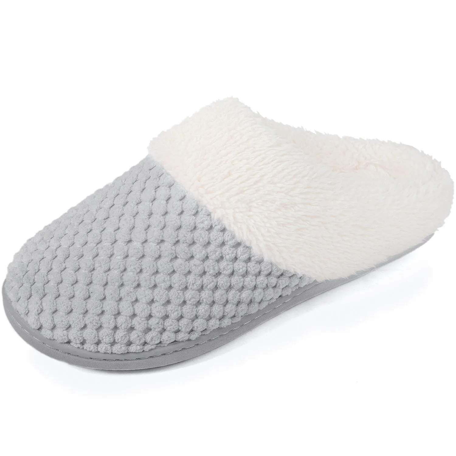 Women's Bubble Stitch Faux Fur Lined Memory Foam Clog Slippers